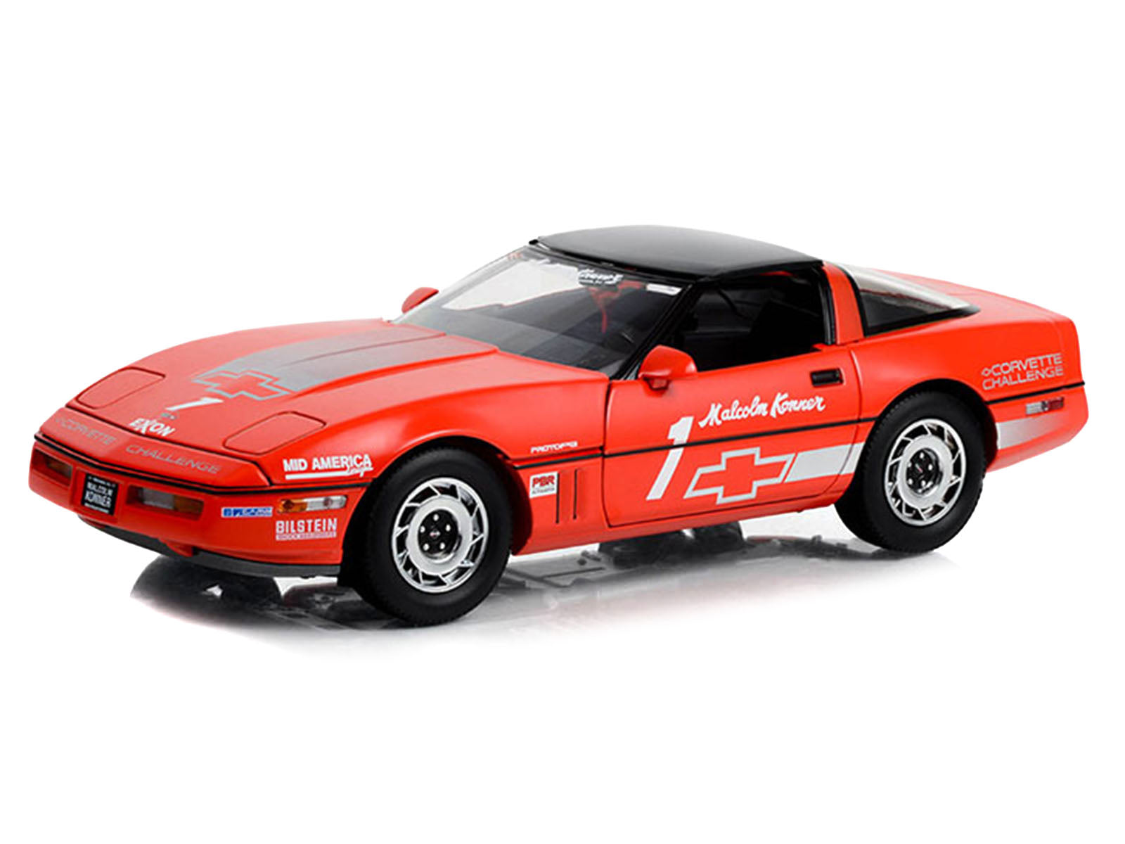 1988 Chevrolet Corvette C4 #1 Malcolm Konner "Corvette Challenge Race Car" Red with Black Top 1/18 Diecast Model Car by Greenlight
