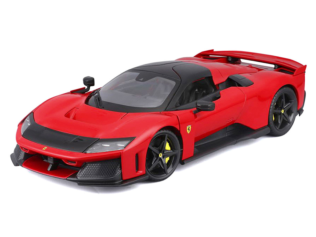 Ferrari F80 Red with Black Top "Race + Play" Series 1/18 Diecast Model Car by Bburago