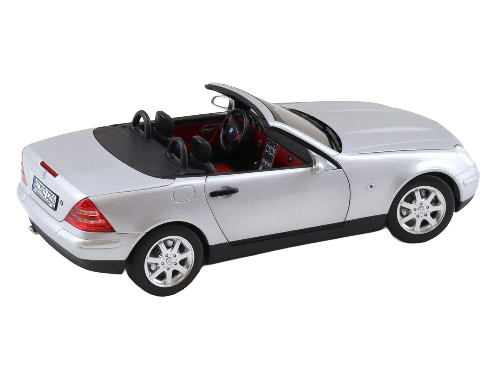 1996 Mercedes-Benz SLK Convertible Brilliant Silver Metallic 1/18 Diecast Model Car by Norev