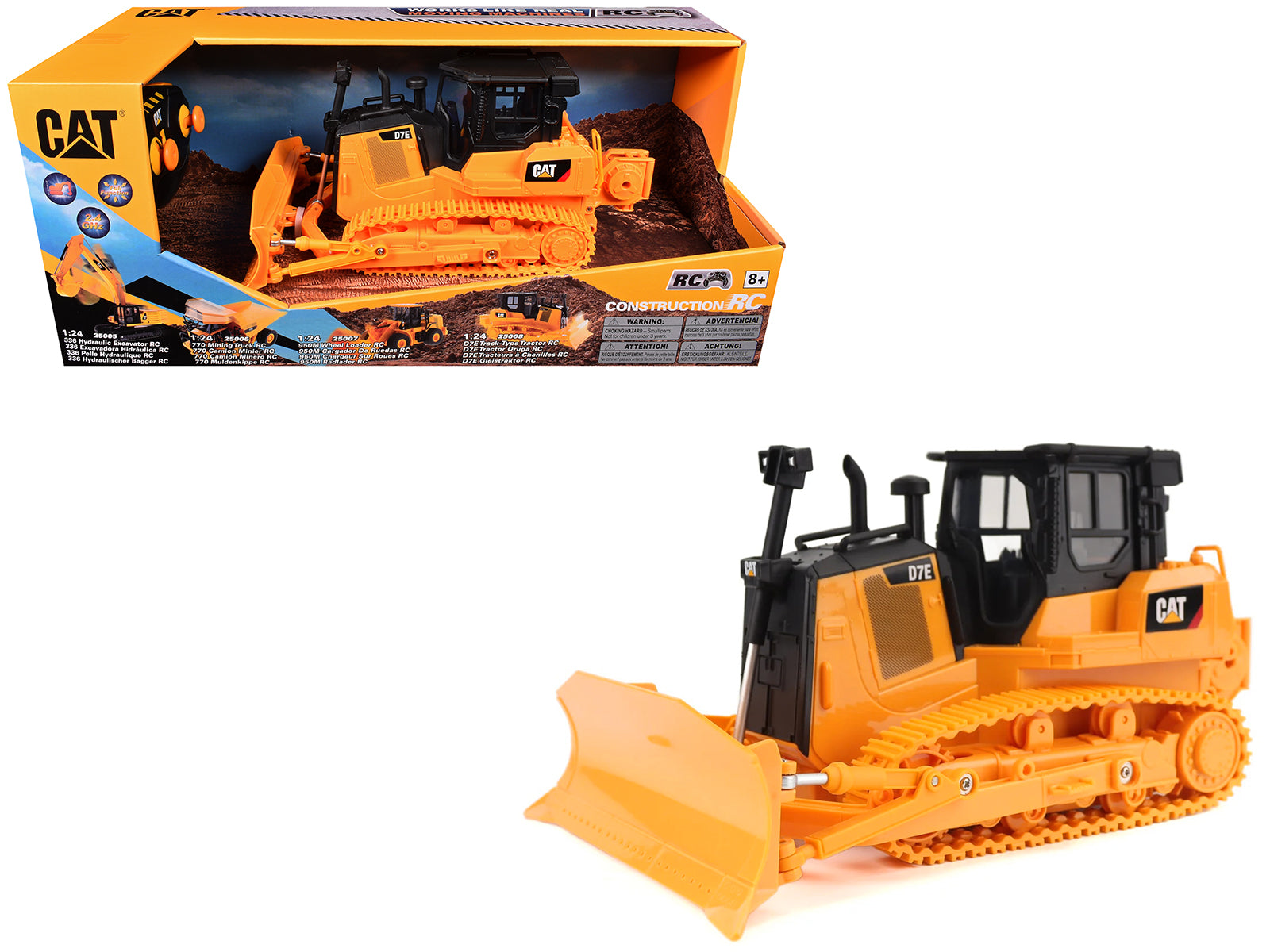 Radio Control CAT Caterpillar D7E Bulldozer Yellow "Construction RC" Series 1/24 Model by Diecast Masters