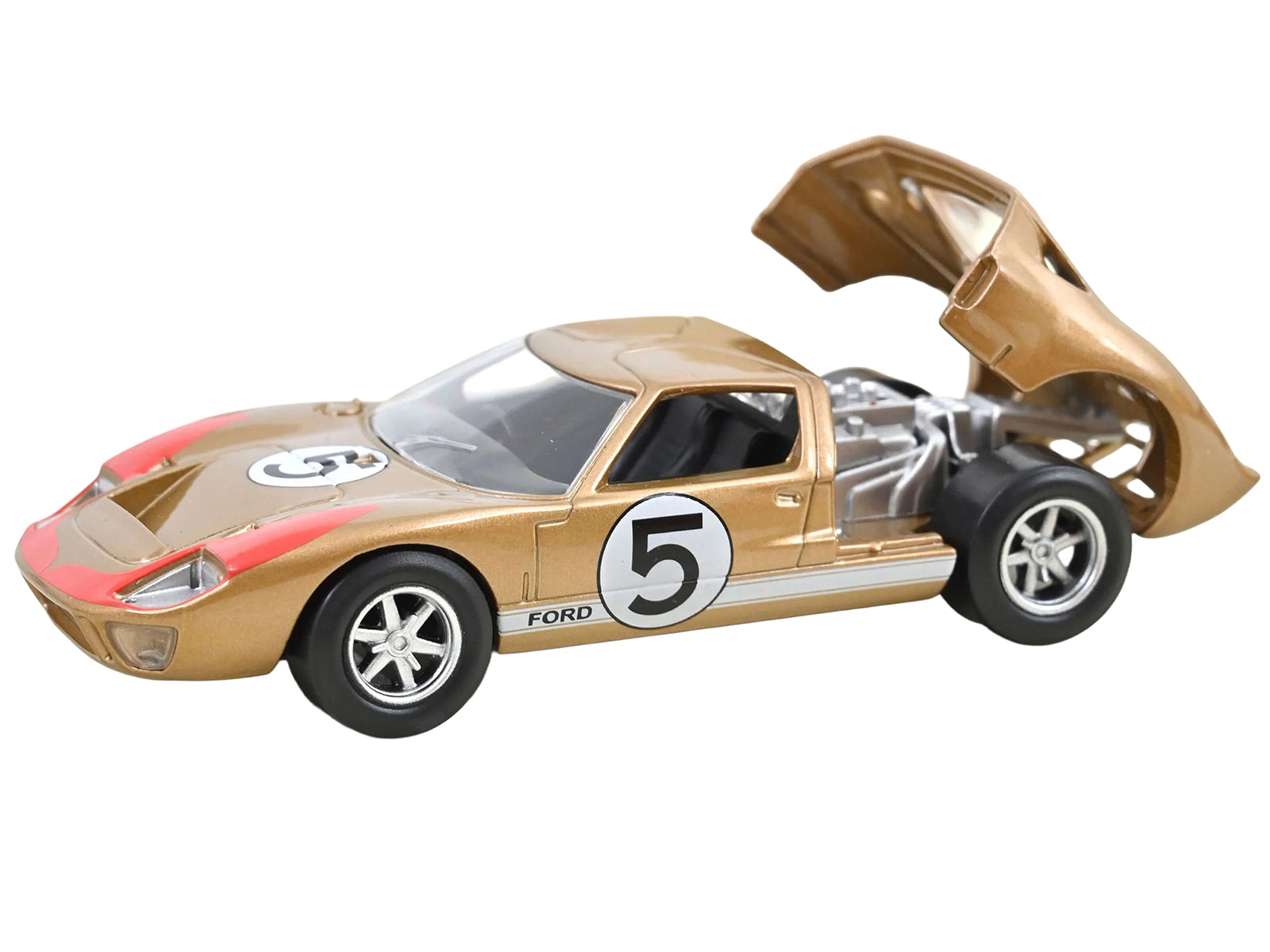 1966 Ford GT40 MKII #5 Kandy Gold Metallic with White Stripes and Red Graphics 1/43 Diecast Model Car by Norev