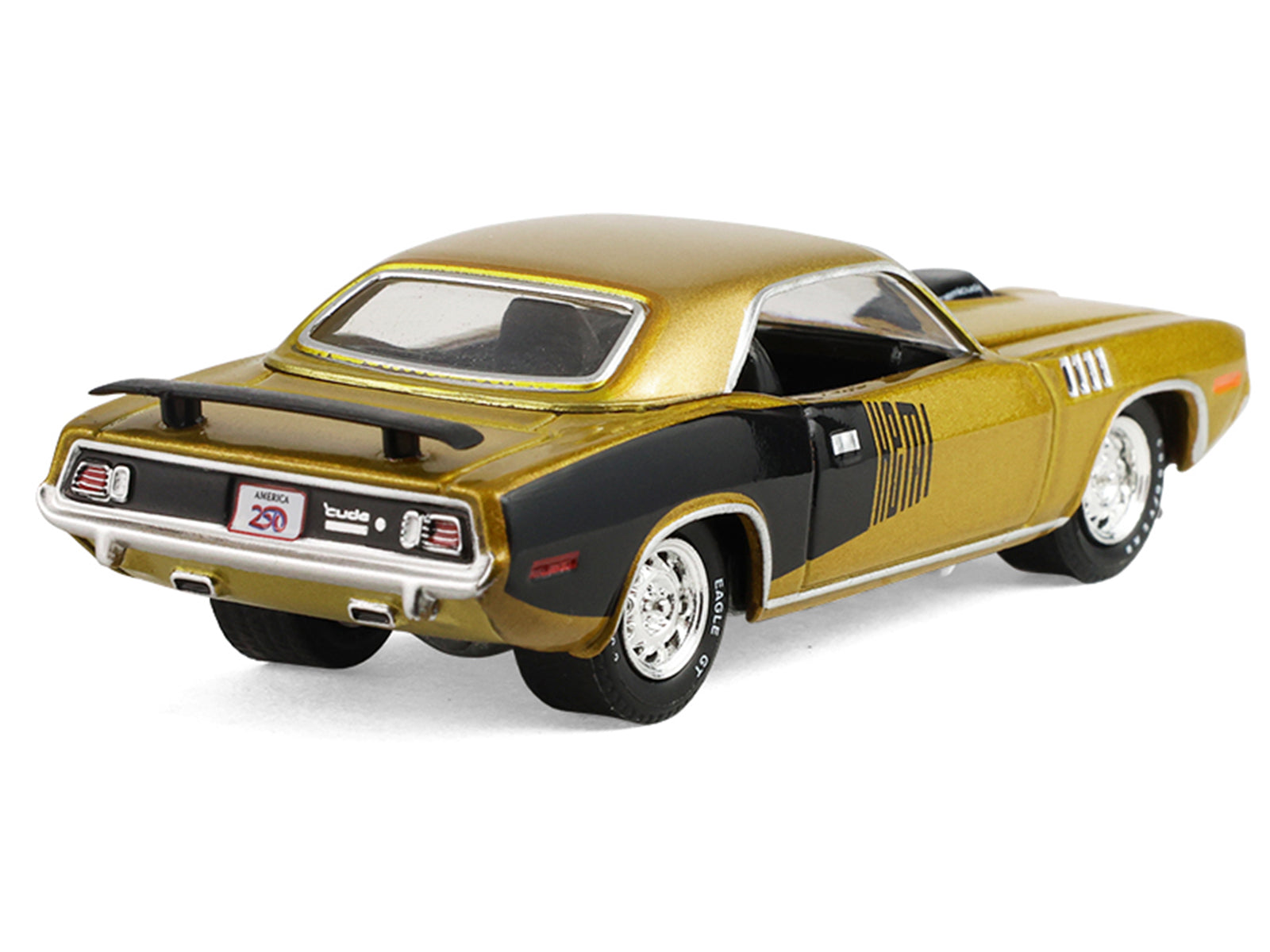 1971 Plymouth Hemi â€˜Cuda Gold Metallic with Black Accents "America 250 Edition" "Anniversary Collection" Series 18 1/64 Diecast Model Car by Greenlight