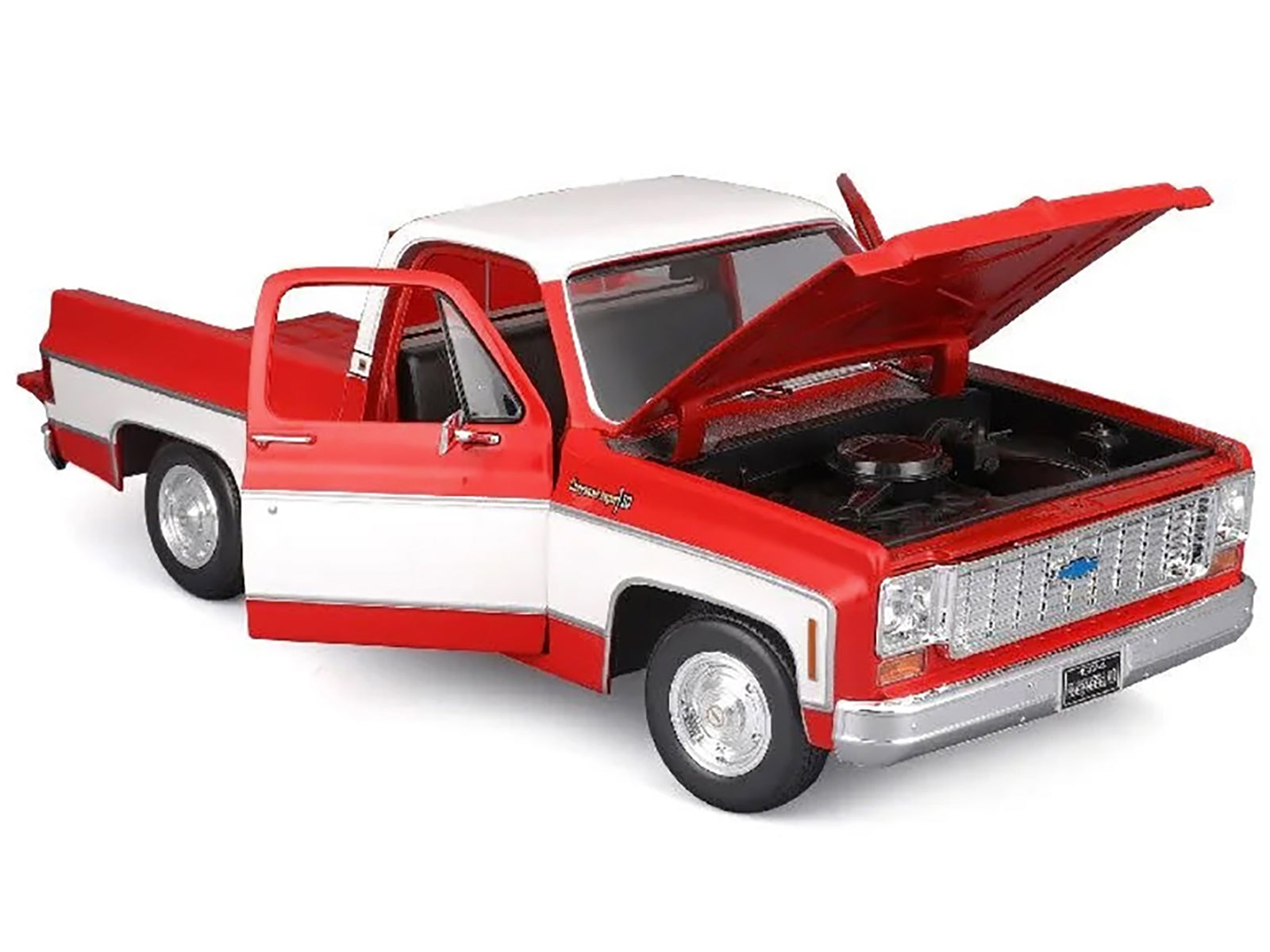 1974 Chevrolet C10 Cheyenne Super Pickup Truck Red and White "Special Edition" Series 1/18 Diecast Model Car by Maisto
