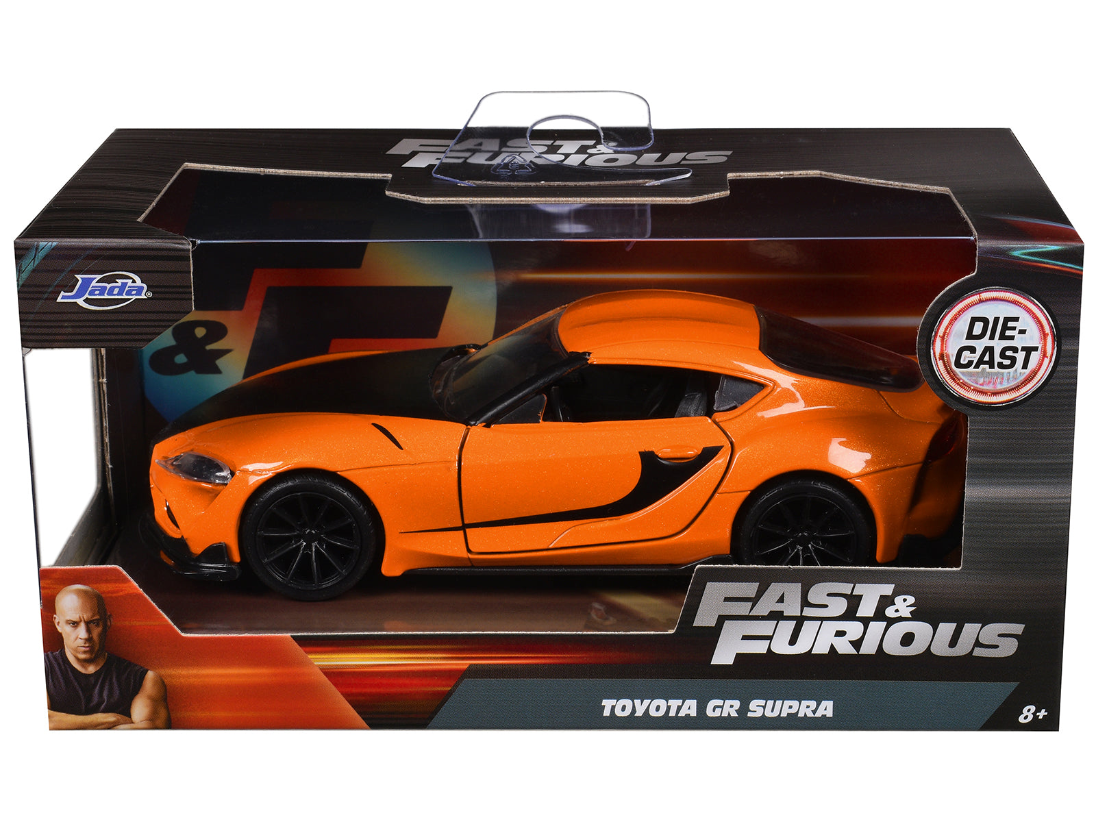 Toyota GR Supra Orange with Black Stripes "Fast & Furious 9 F9" (2021) Movie 1/32 Diecast Model Car by Jada