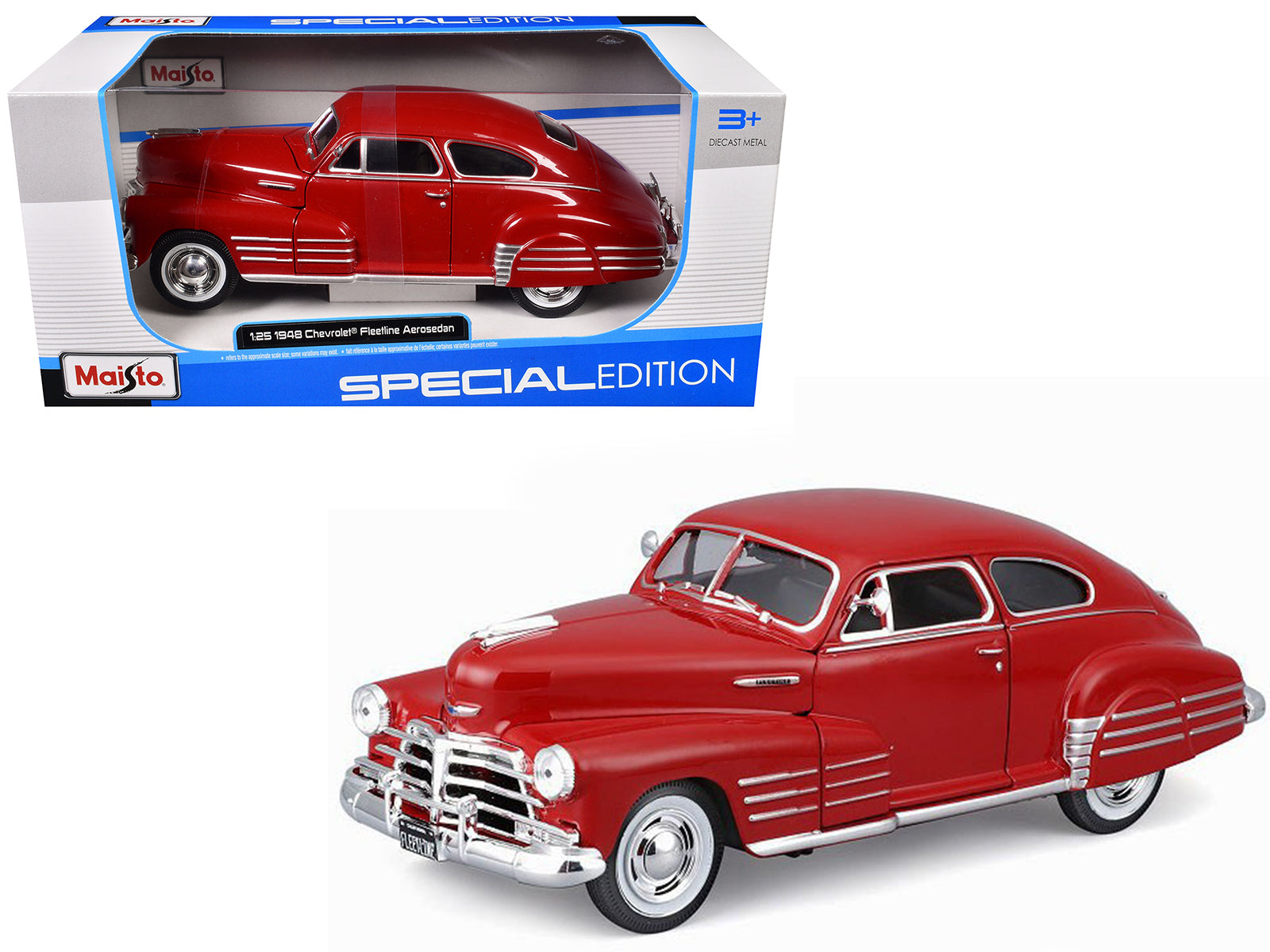 1948 Chevrolet Fleetline Aerosedan Red "Special Edition" Series 1/25 Diecast Model Car by Maisto