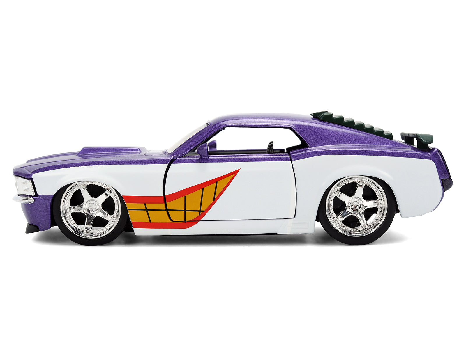 1970 Ford Mustang Boss "Joker" Livery Purple Metallic and White with Graphics "Batman" Franchise "Hollywood Rides" Series 1/32 Diecast Model Car by Jada