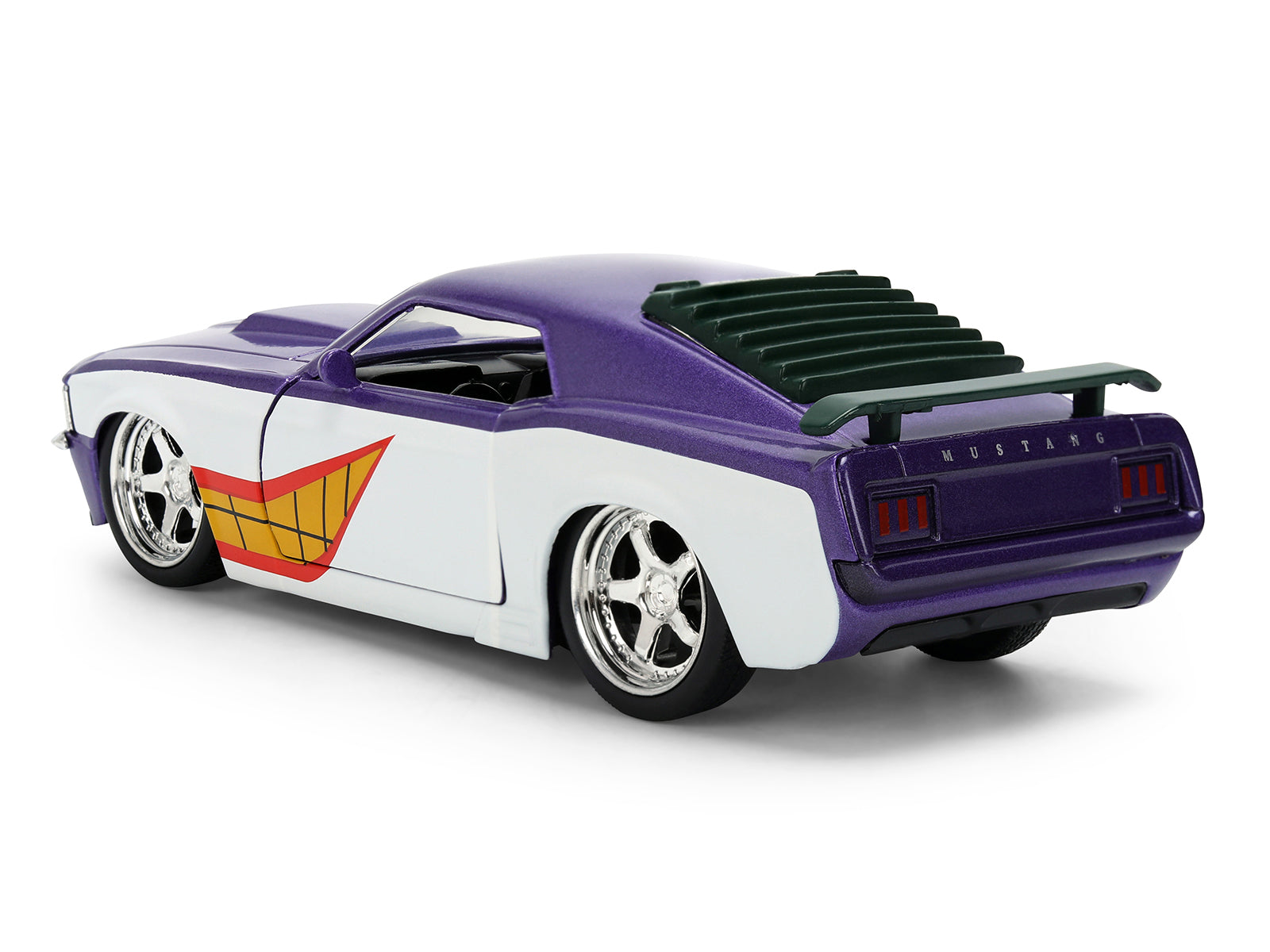 1970 Ford Mustang Boss "Joker" Livery Purple Metallic and White with Graphics "Batman" Franchise "Hollywood Rides" Series 1/32 Diecast Model Car by Jada