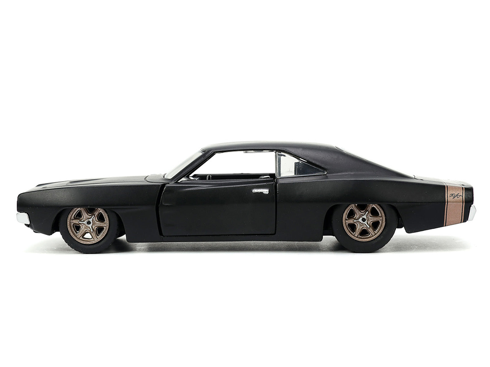 1968 Dodge Charger Widebody Matt Black with Bronze Tail Stripe "F9" (2021) Movie "Fast & Furious" Series 1/32 Diecast Model Car by Jada