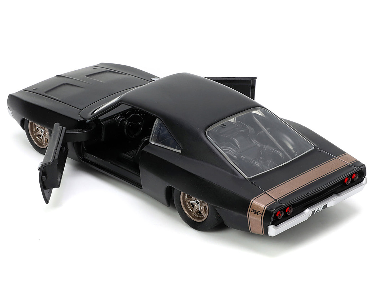 1968 Dodge Charger Widebody Matt Black with Bronze Tail Stripe "F9" (2021) Movie "Fast & Furious" Series 1/32 Diecast Model Car by Jada