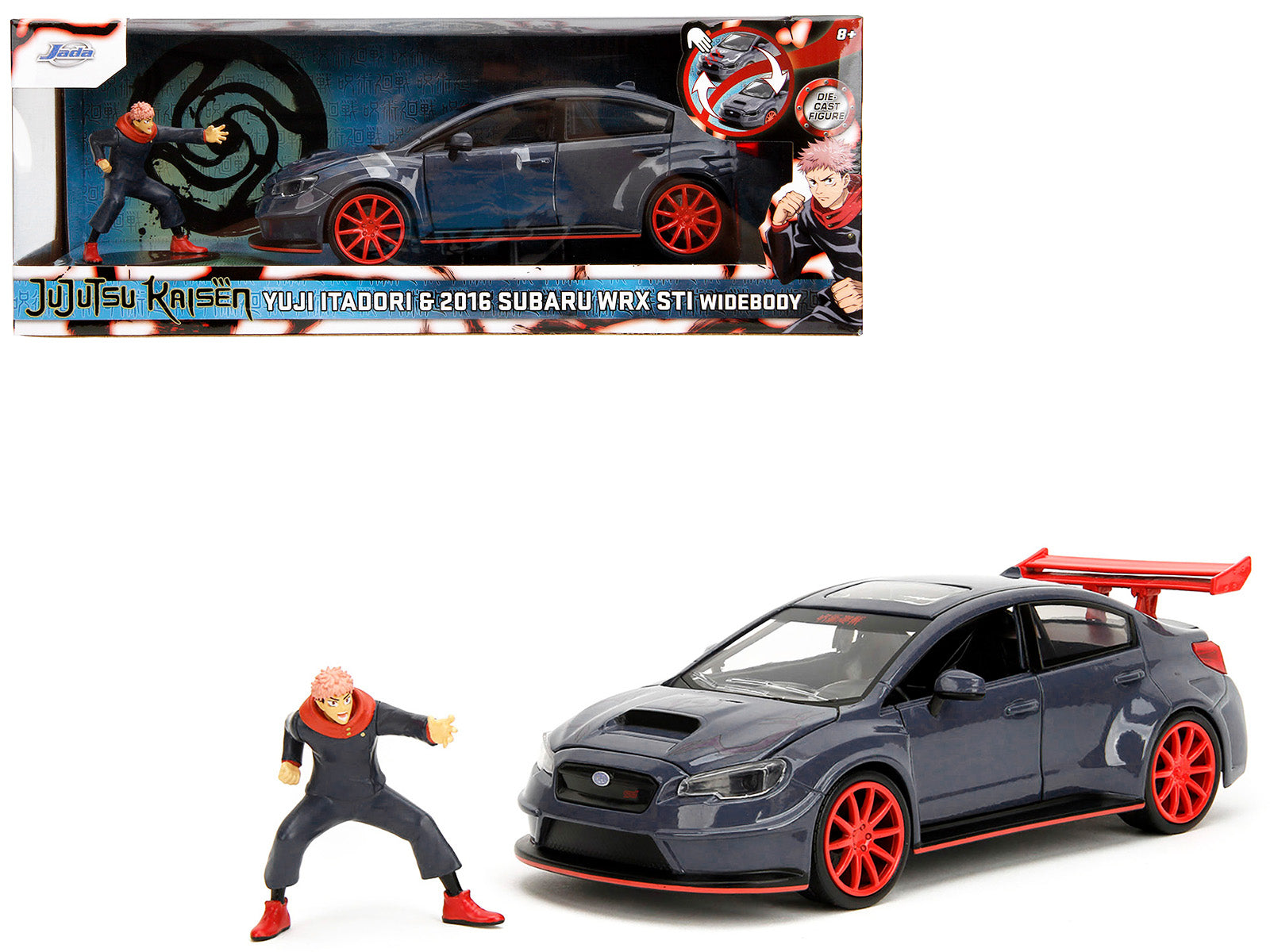 2016 Subaru WRX STI Widebody Dark Blue and Yuji Itadori Diecast Figure "Jujutsu Kaisen" (2020â€“2023) TV Series "Anime Hollywood Rides" Series 1/24 Diecast Model Car by Jada