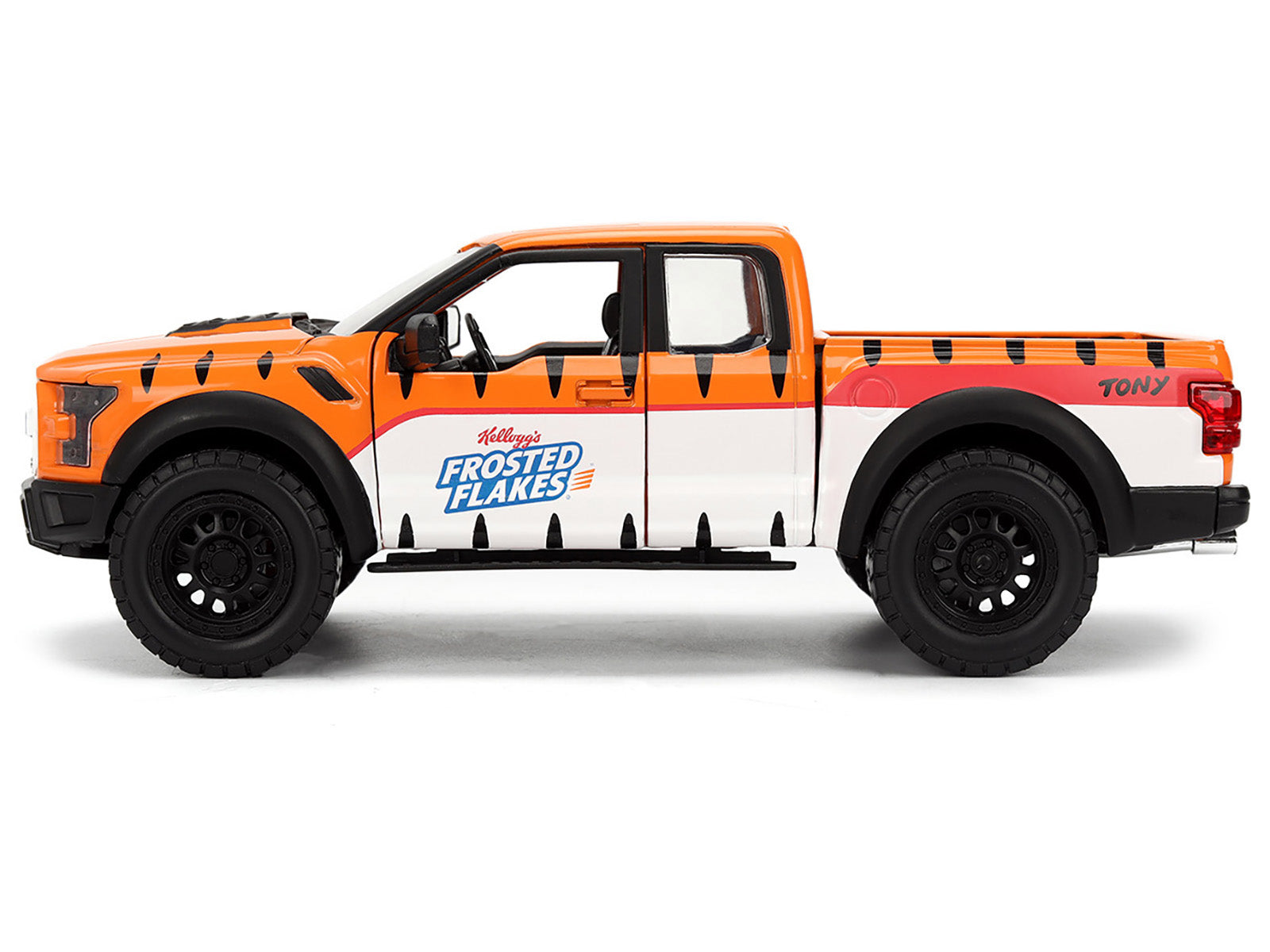 2017 Ford F-150 Raptor Pickup Truck "Frosted Flakes" Orange with Graphics and Tony the Tiger Diecast Figure "Hollywood Rides" Series 1/24 Diecast Model Car by Jada