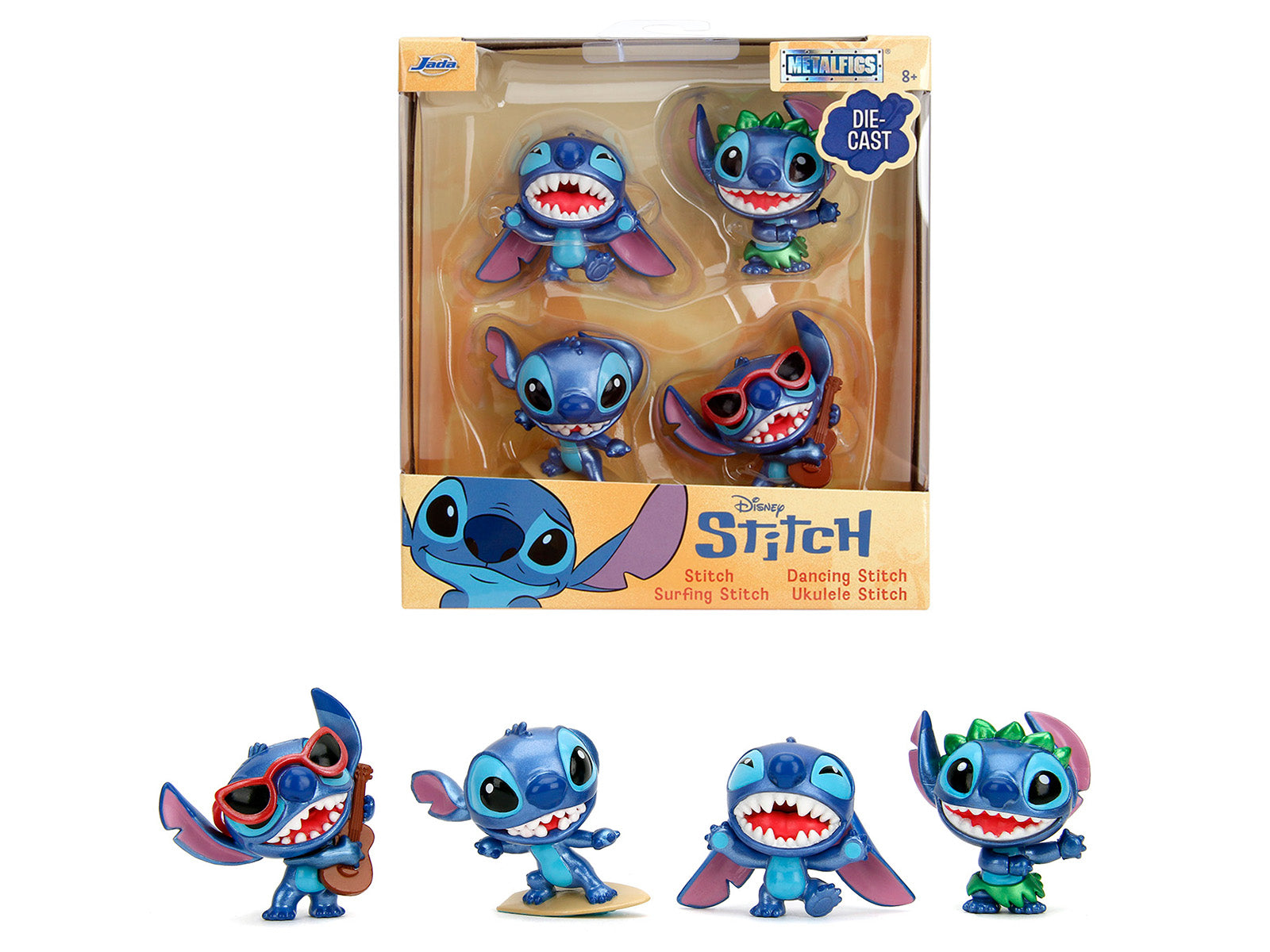 Set of 4 Diecast Figures "Disney's Stitch" "Metalfigs" Series Diecast Models by Jada