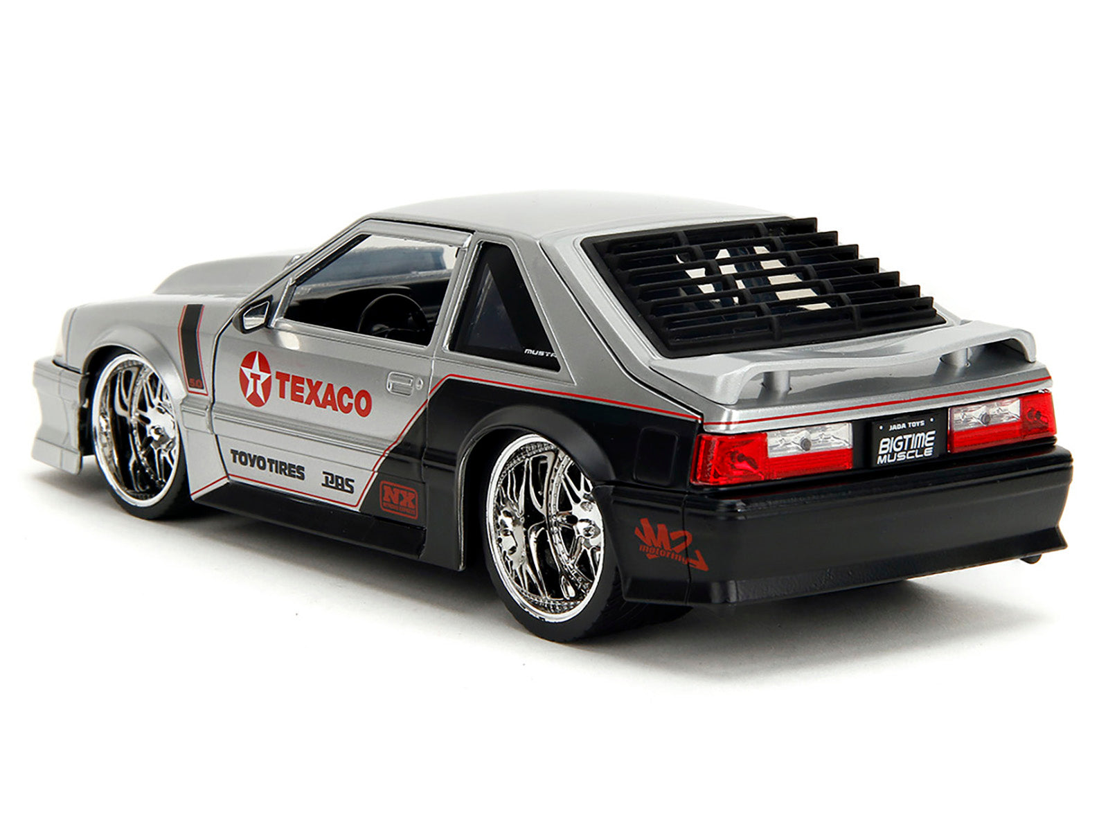 1989 Ford Mustang GT "Texaco" Silver Metallic and Matt Black "Bigtime Muscle" Series 1/24 Diecast Model Car by Jada