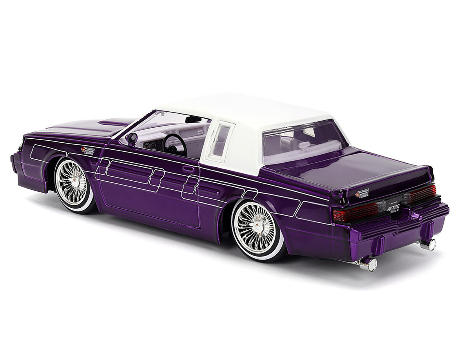 1987 Buick Grand National Candy Purple with Graphics and White Top and Interior "Bigtime Muscle" Series 1/24 Diecast Model Car by Jada
