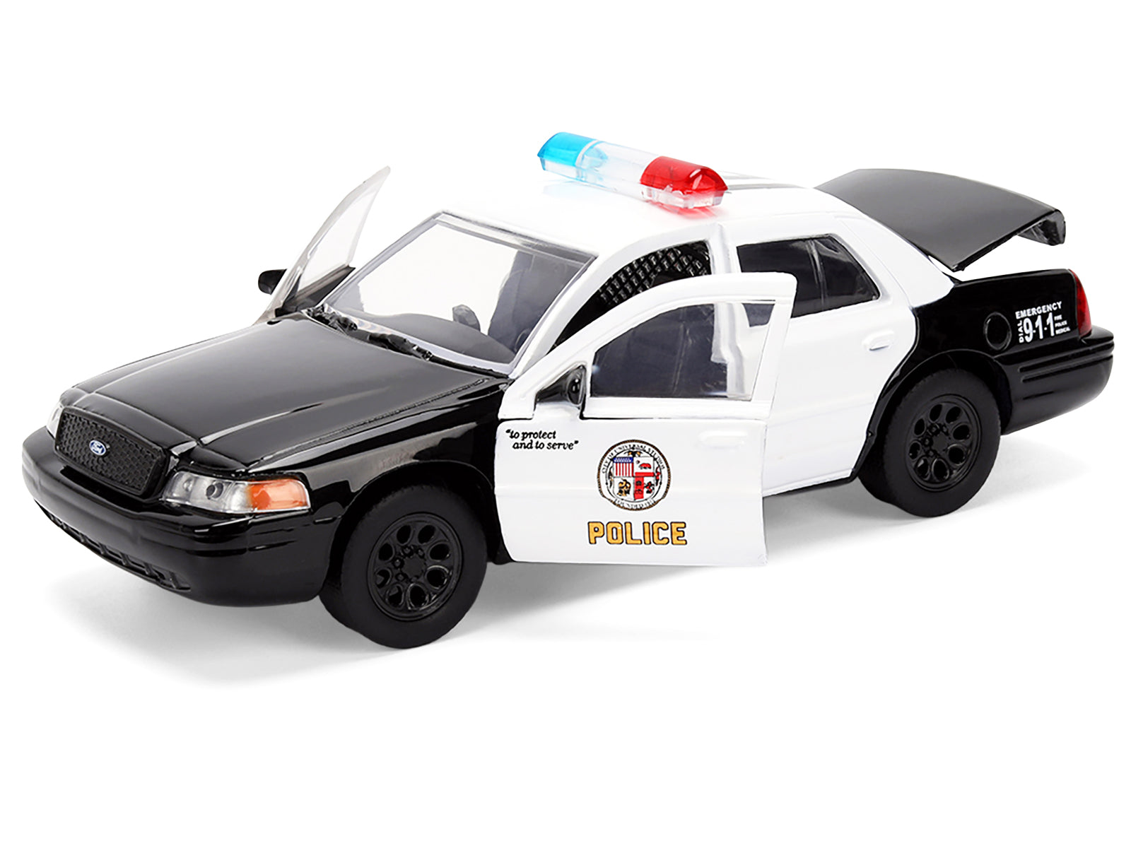 Ford Crown Victoria "LAPD (Los Angeles Police Department) Black and White "The Fast and the Furious" (2001) Movie "Fast & Furious" Series 1/32 Diecast Model Car by Jada