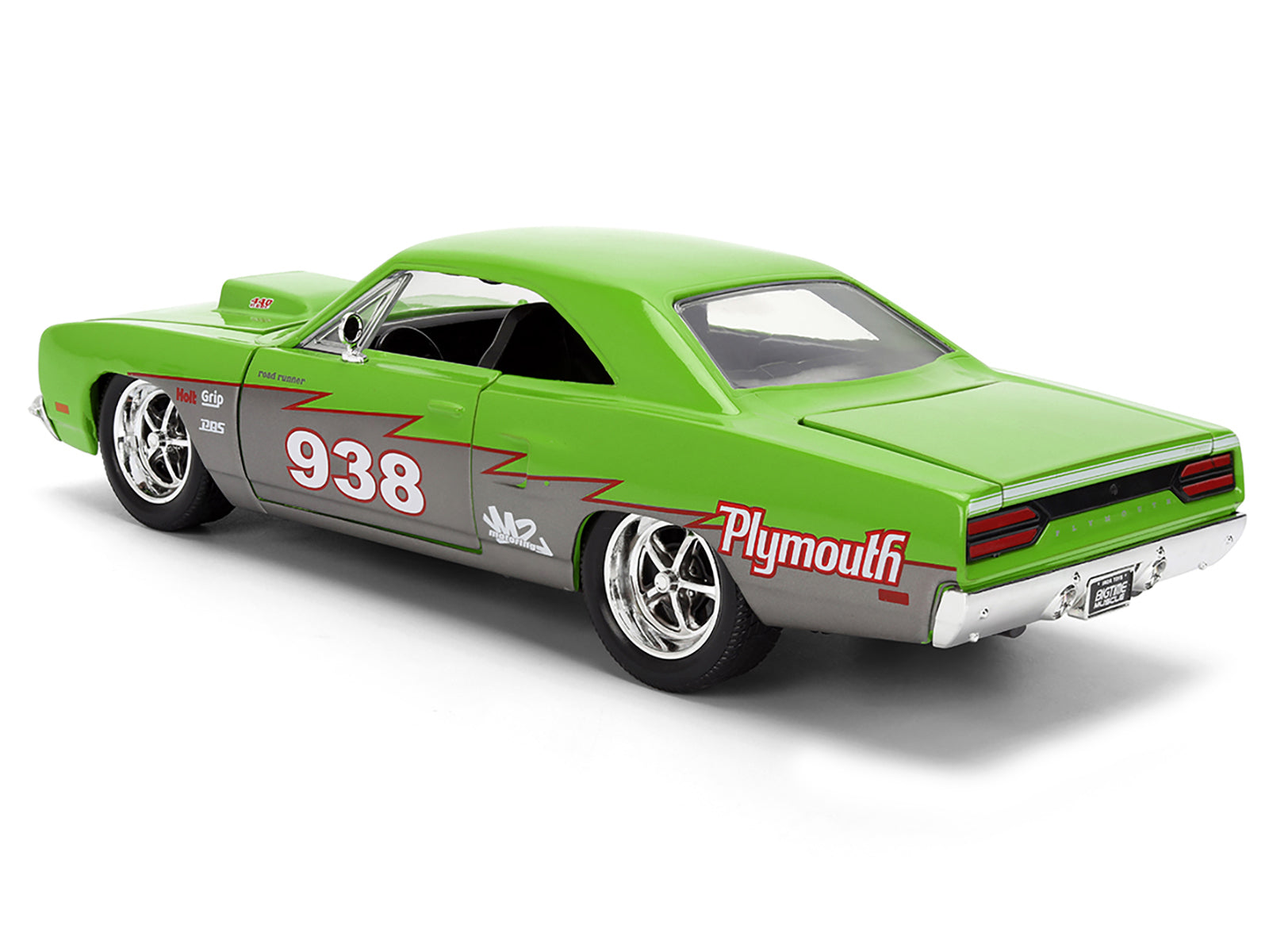 1970 Plymouth Road Runner #938 Green and Gray Metallic "Bigtime Muscle" Series 1/24 Diecast Model Car by Jada