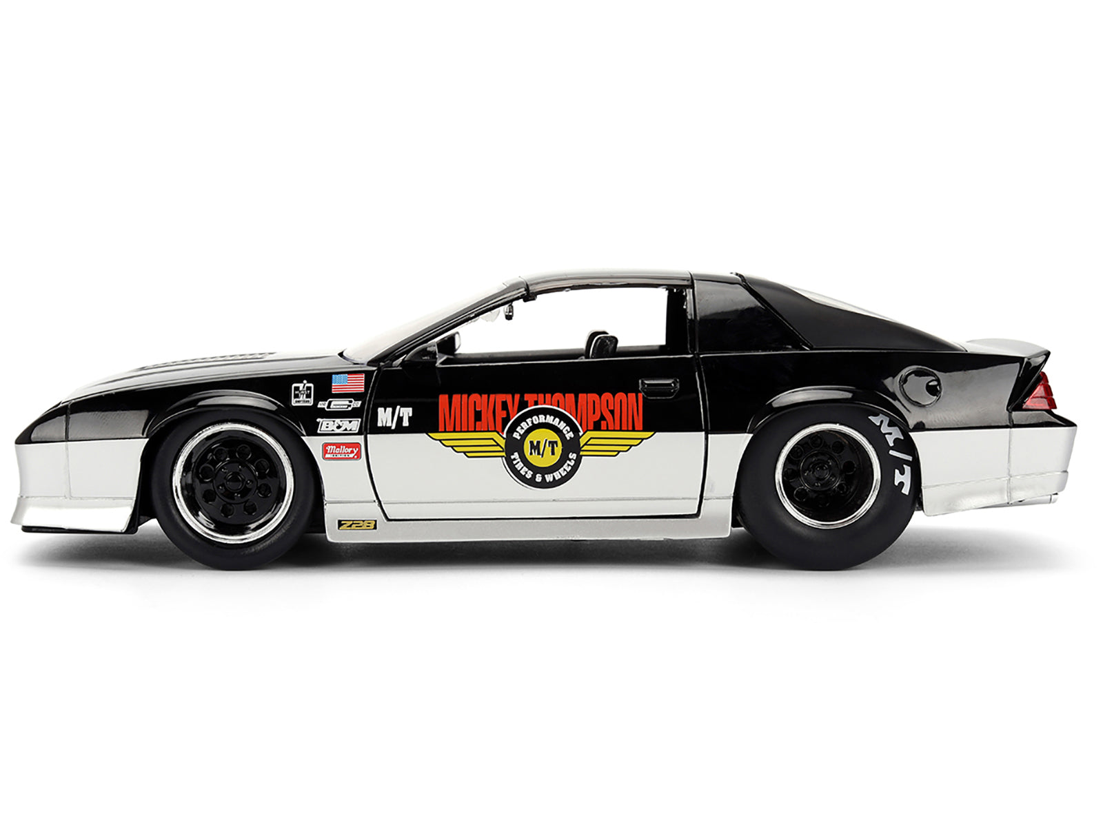 1985 Chevrolet Camaro Z28 "Mickey Thompson" Black and Silver Metallic "Bigtime Muscle" Series 1/24 Diecast Model Car by Jada