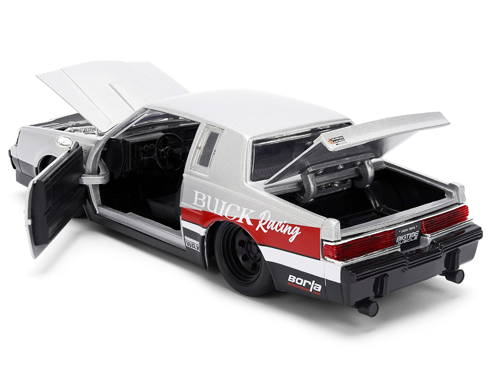 1987 Buick Grand National #7 "Buick Racing" Matt Silver Metallic with Red and Black Stripes "Bigtime Muscle" Series 1/24 Diecast Model by Jada