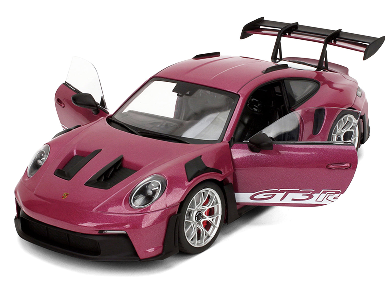 Porsche 911 GT3 RS Red Violet Metallic with White Stripes "Pink Slips" Series 1/18 Diecast Model Car by Jada