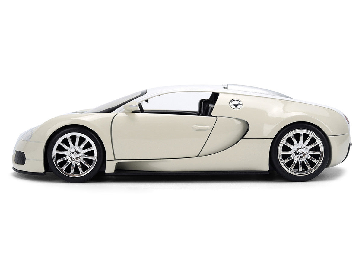 2011 Bugatti Veyron White and Tan "Furious 7" (2015) Movie "25 Years of Fast & Furious" Series 1/24 Diecast Model Car by Jada