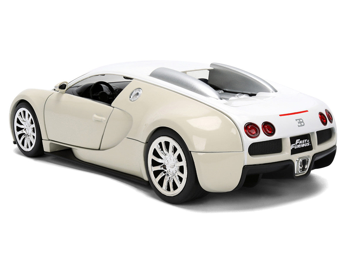 2011 Bugatti Veyron White and Tan "Furious 7" (2015) Movie "25 Years of Fast & Furious" Series 1/24 Diecast Model Car by Jada
