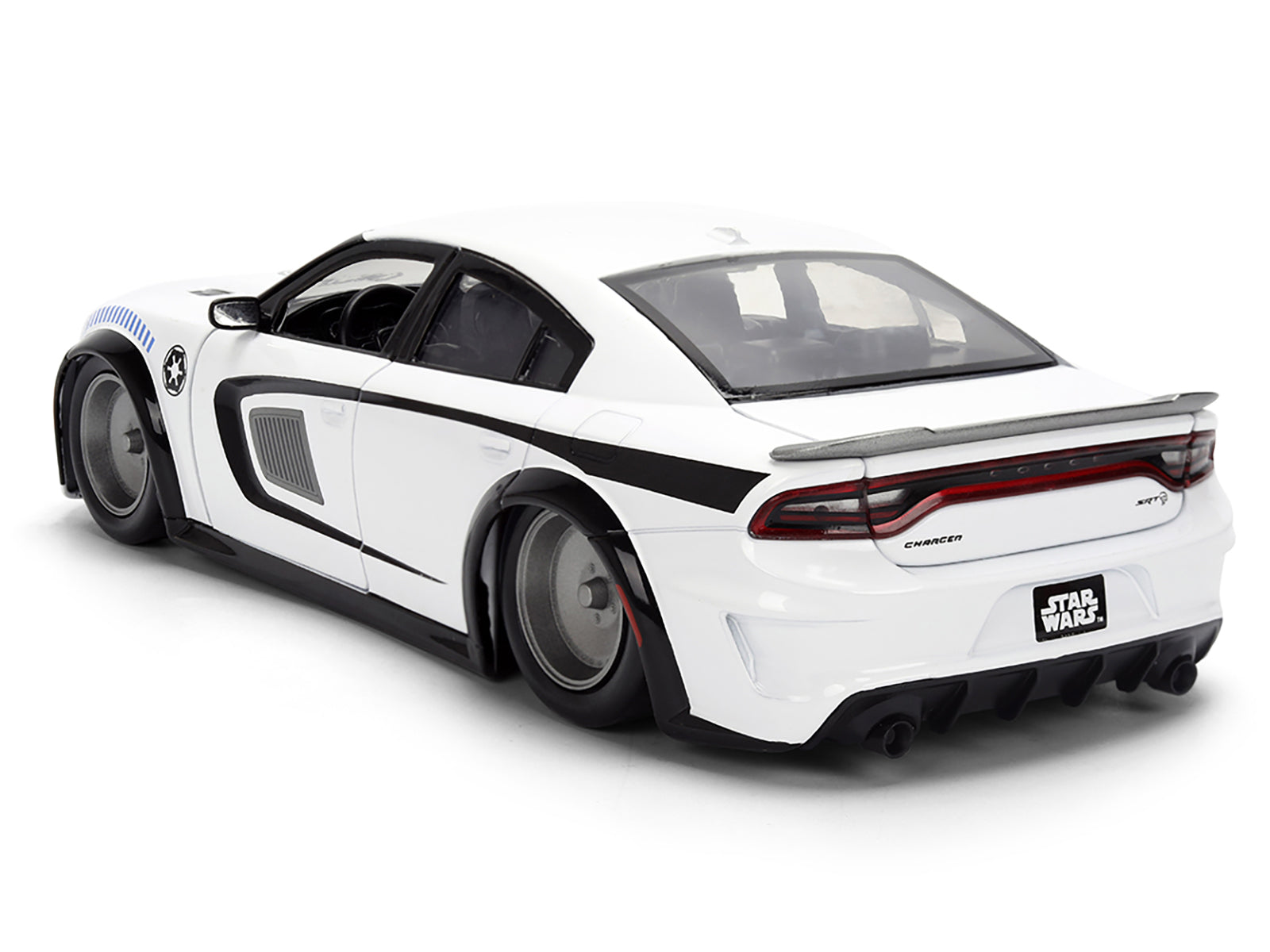2021 Dodge Charger SRT Hellcat White with Graphics and Stormtrooper Figure "Star Wars" Franchise "Hollywood Rides" Series 1/24 Diecast Model Car by Jada