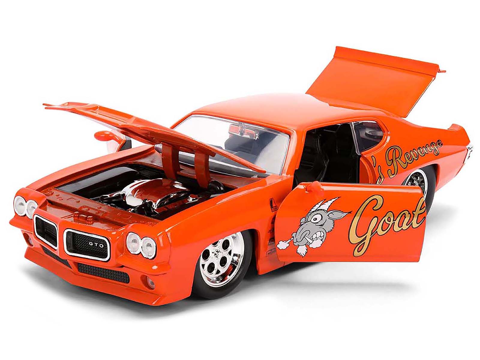 1971 Pontiac GTO "Goat's Revenge" Orange with Graphics "Bigtime Muscle" Series 1/24 Diecast Model Car by Jada