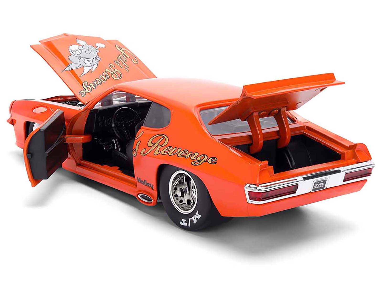 1971 Pontiac GTO "Goat's Revenge" Orange with Graphics "Bigtime Muscle" Series 1/24 Diecast Model Car by Jada