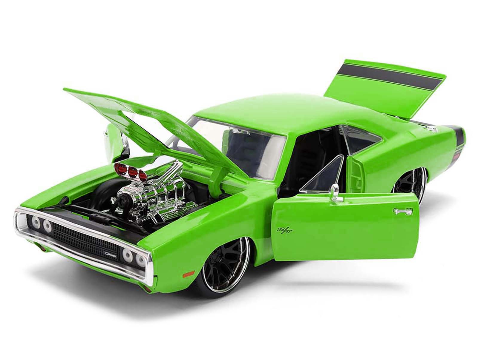 1970 Dodge Charger R/T Bright Green with Black Tail Stripe "Bigtime Muscle" Series 1/24 Diecast Model Car by Jada