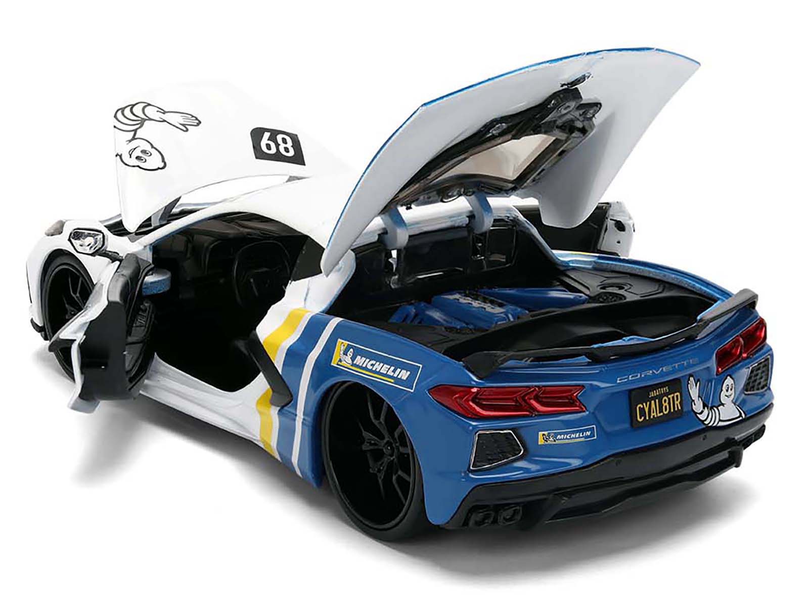 2020 Chevrolet Corvette Stingray C8 #89 "Michelin" White with Yellow and Blue Stripes "Bigtime Muscle" Series 1/24 Diecast Model Car by Jada