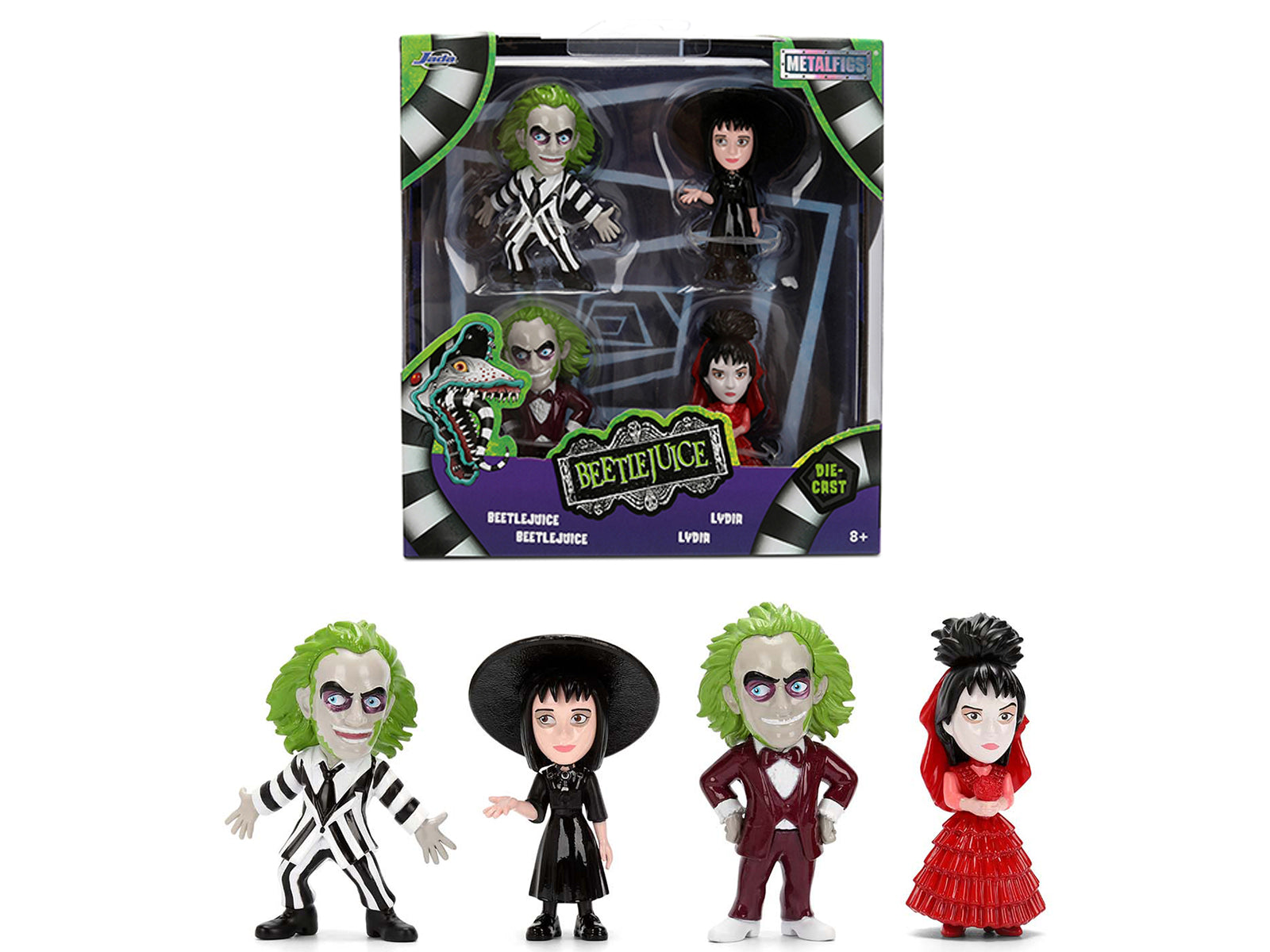 Set of 4 Diecast Figures "Beetlejuice" (1988) Movie "Metalfigs" Series by Jada