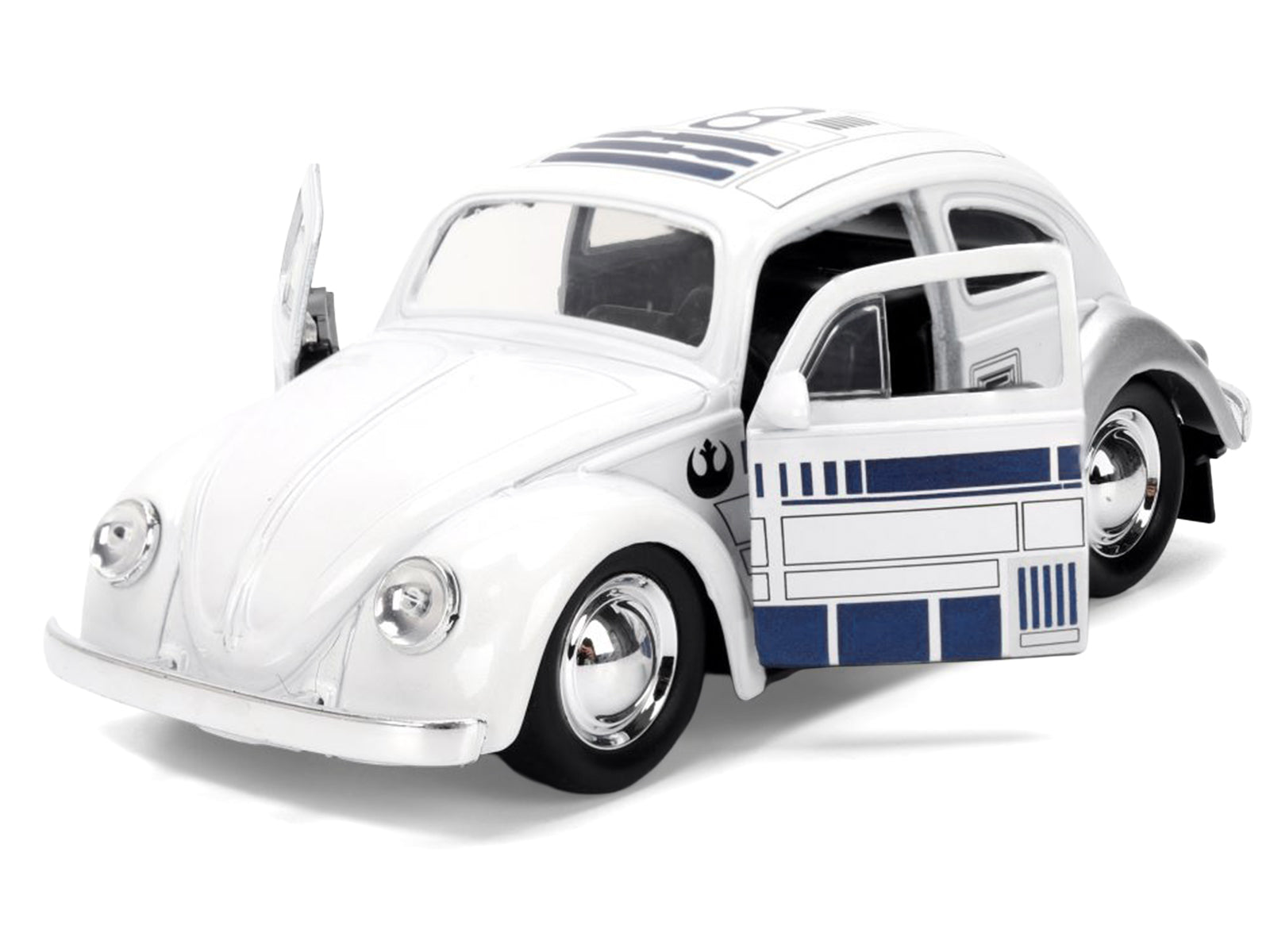 1959 Volkswagen Beetle "R2-D2" Livery White with Graphics "Star Wars" Franchise "Hollywood Rides" Series 1/32 Diecast Model Car by Jada