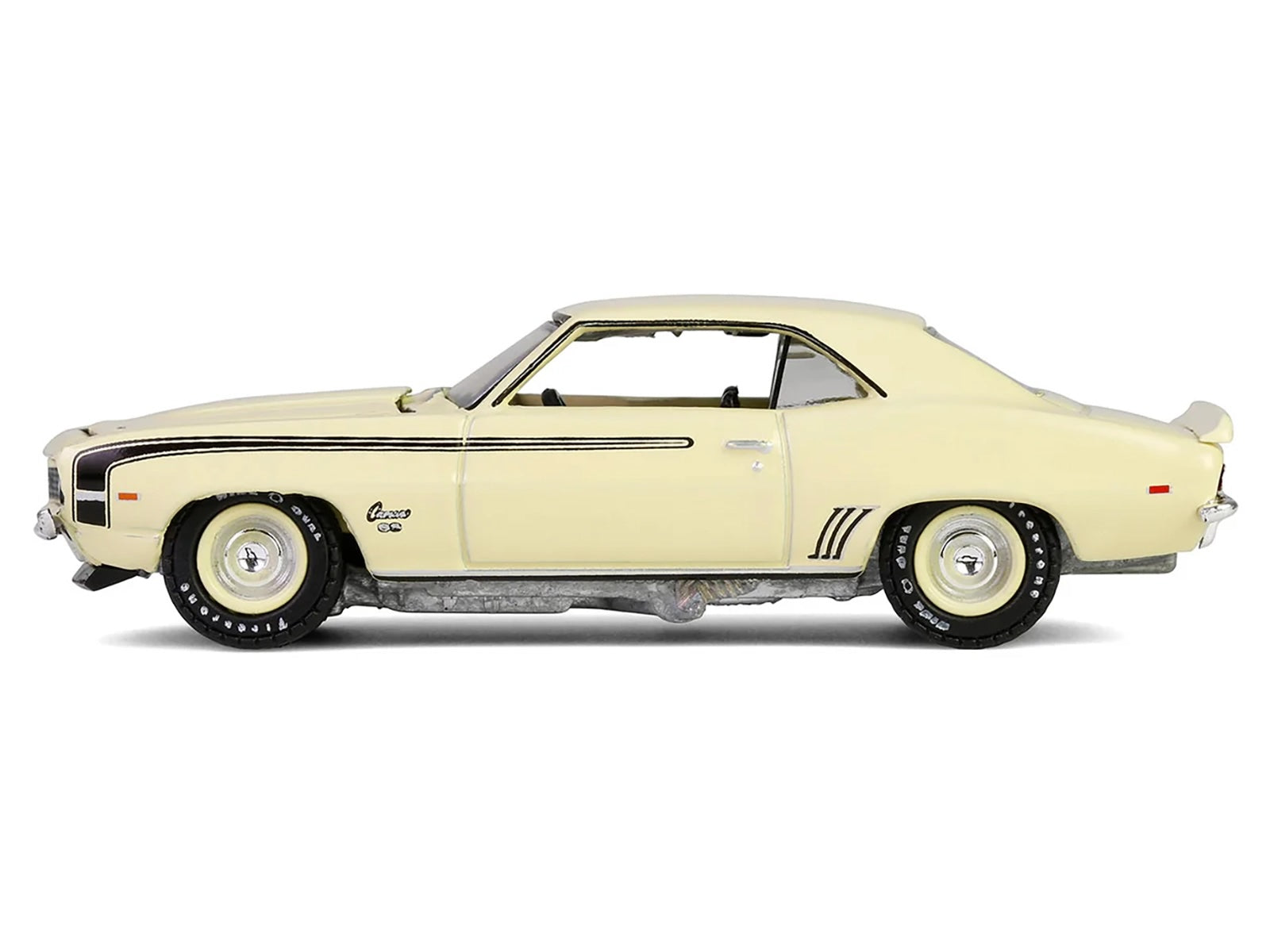 1969 Chevrolet Camaro SS 396 Butternut Yellow with Black Stripes "Barrett-Jackson" Series 15 1/64 Diecast Model Car by Greenlight