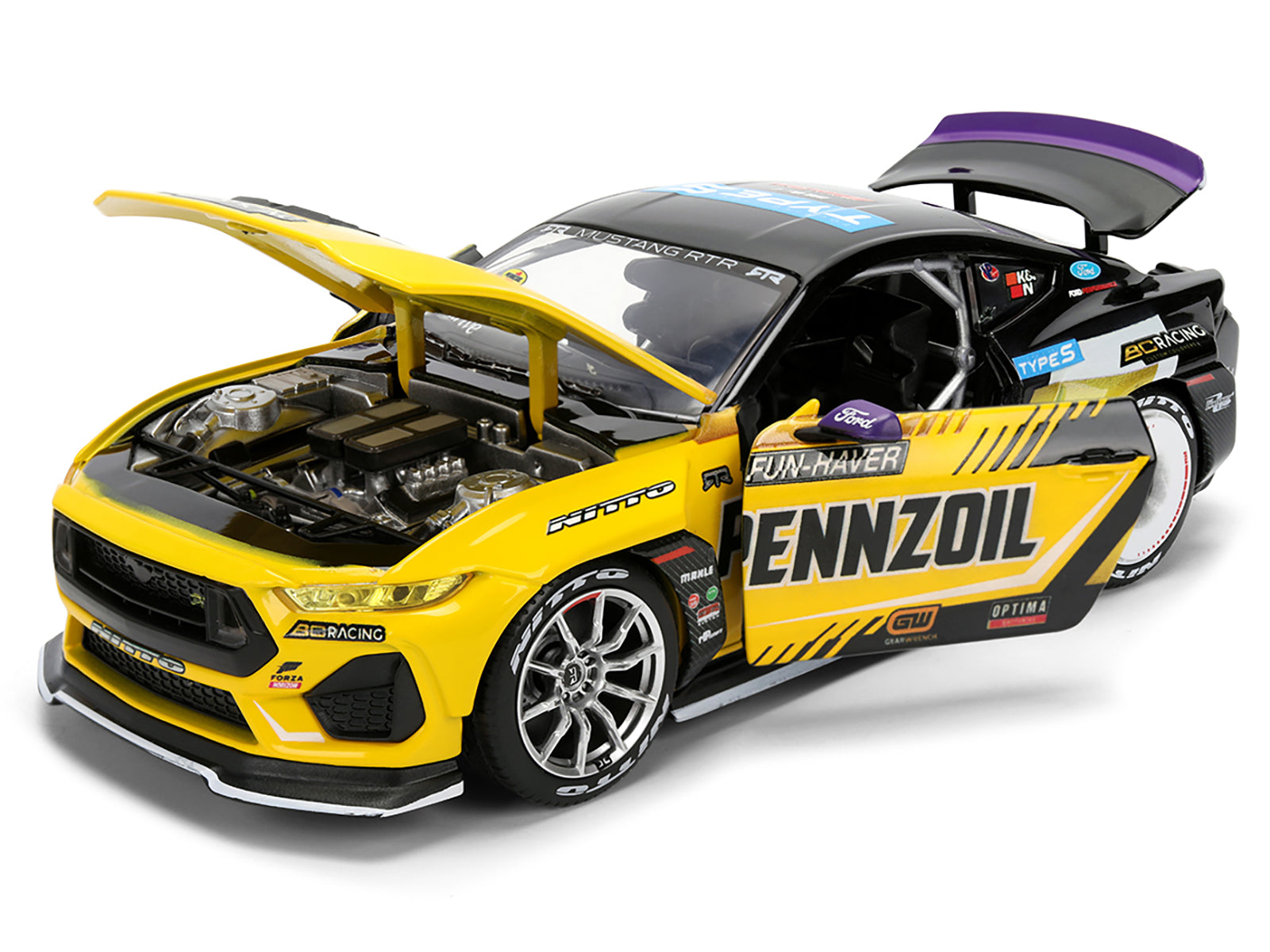 Ford Mustang RTR #88 Chelsea Denofa "Pennzoil" "Formula Drift PRO Championship" (2025) with Lights "RTR Vehicles" Series 1/24 Diecast Model Car by Jada