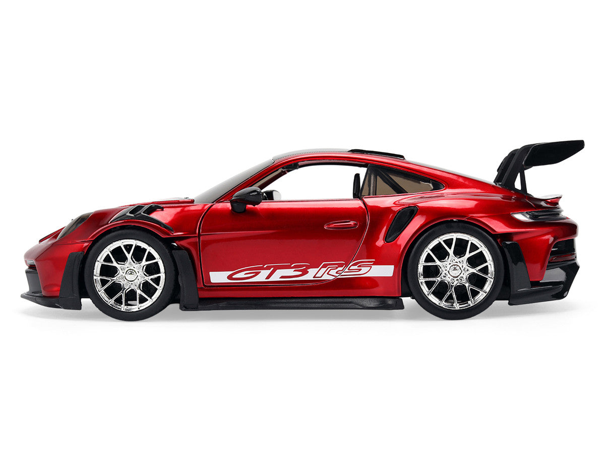 Porsche 911 (992) GT3 RS Red Chrome with Carbon Top and Hood Stripes "Hyper-Spec" Series 1/24 Diecast Model Car by Jada