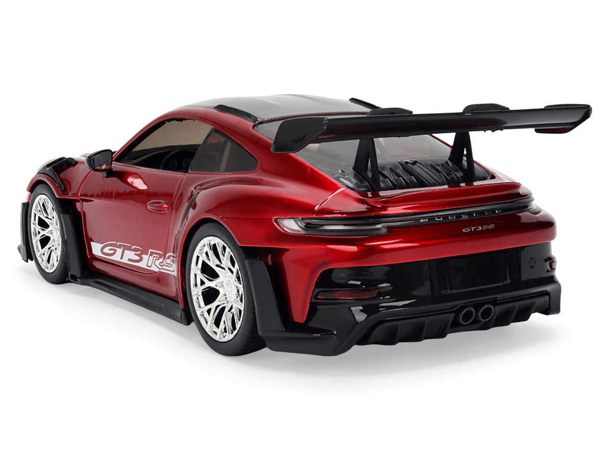 Porsche 911 (992) GT3 RS Red Chrome with Carbon Top and Hood Stripes "Hyper-Spec" Series 1/24 Diecast Model Car by Jada