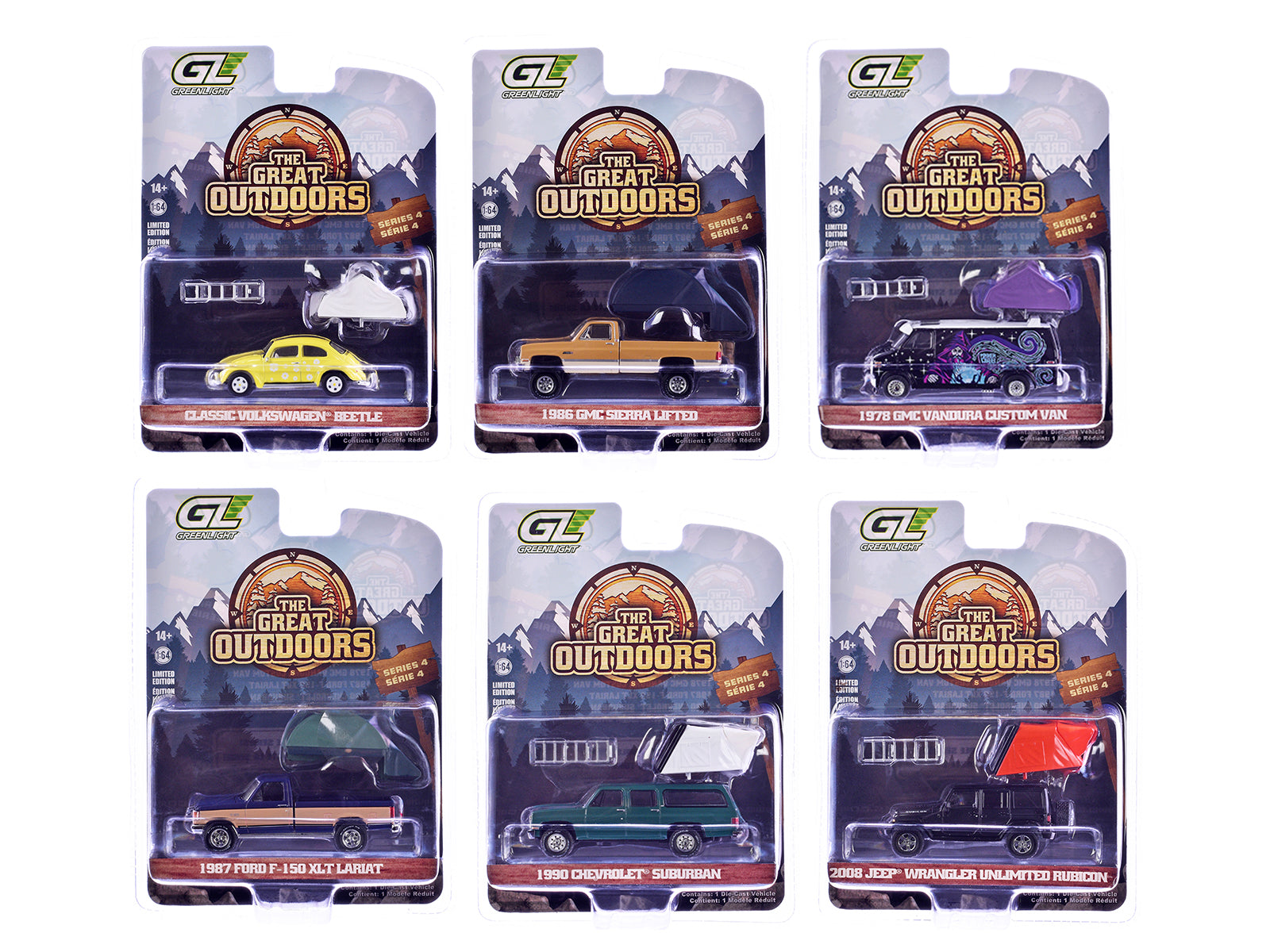 "The Great Outdoors" Series 4 Set of 6 pieces 1/64 Diecast Model Cars by Greenlight
