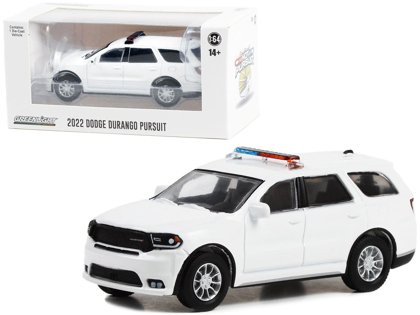 2022 Dodge Durango Pursuit Police Car with Lights White "Hot Pursuit" "Hobby Exclusive" Series 1/64 Diecast Model Car by Greenlight