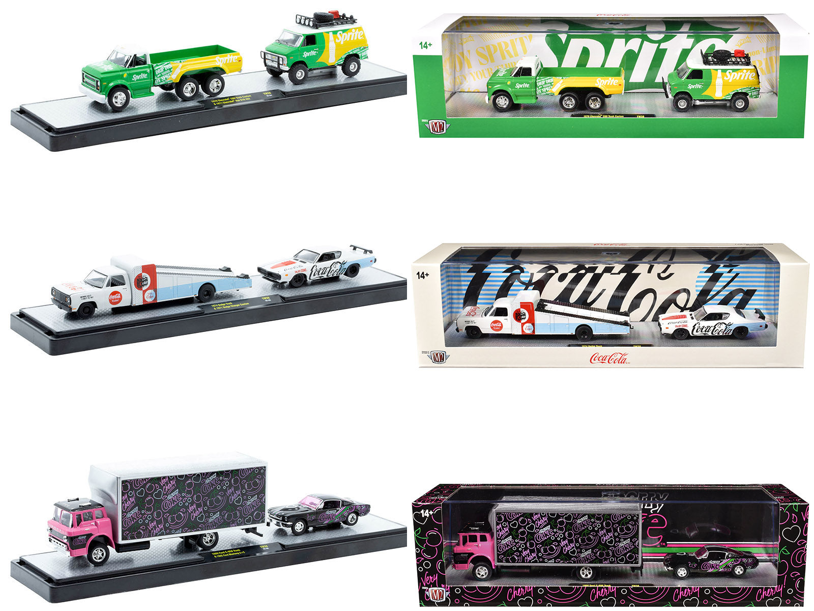 Auto Haulers "Soda" Set of 3 pieces Release 38 Limited Edition to 8000 pieces Worldwide 1/64 Diecast Models by M2 Machines