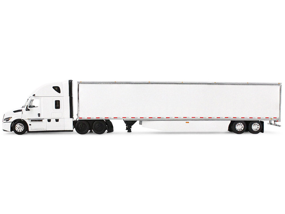 Freightliner Fifth Generation Cascadia Raised Roof Sleeper & 53' Utility Trailer with Skirts White 1/64 Diecast Model by DCP/First Gear
