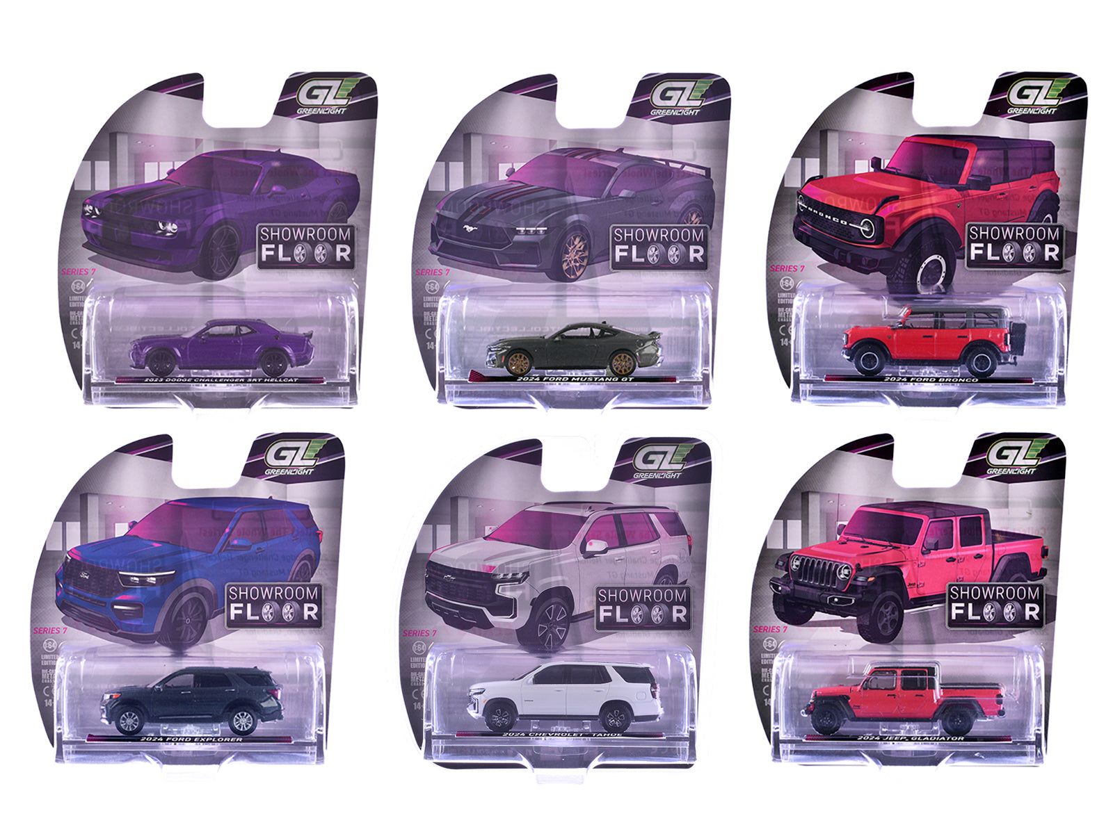 "Showroom Floor" Series 7 Set of 6 Cars 1/64 Diecast Model Cars by Greenlight