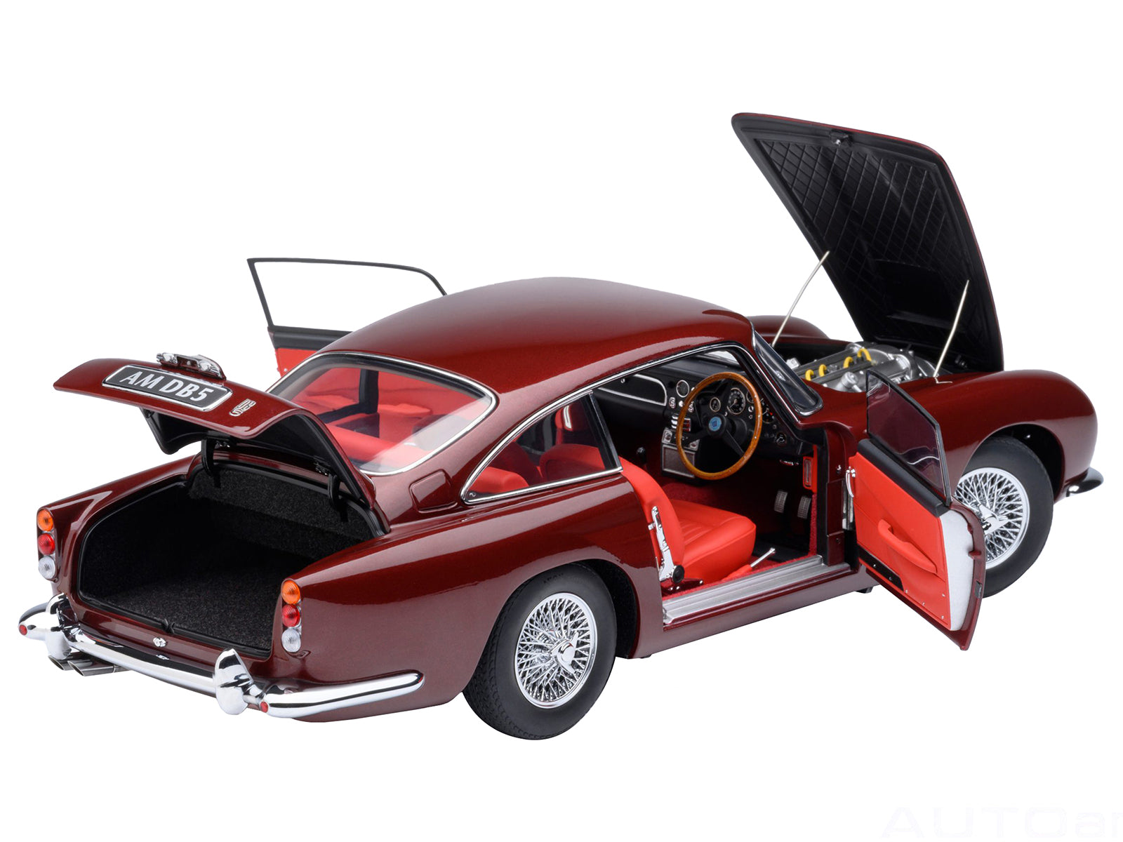 Aston Martin DB5 RHD (Right Hand Drive) Dubonnet Rosso Red Metallic 1/18 Model Car by Autoart