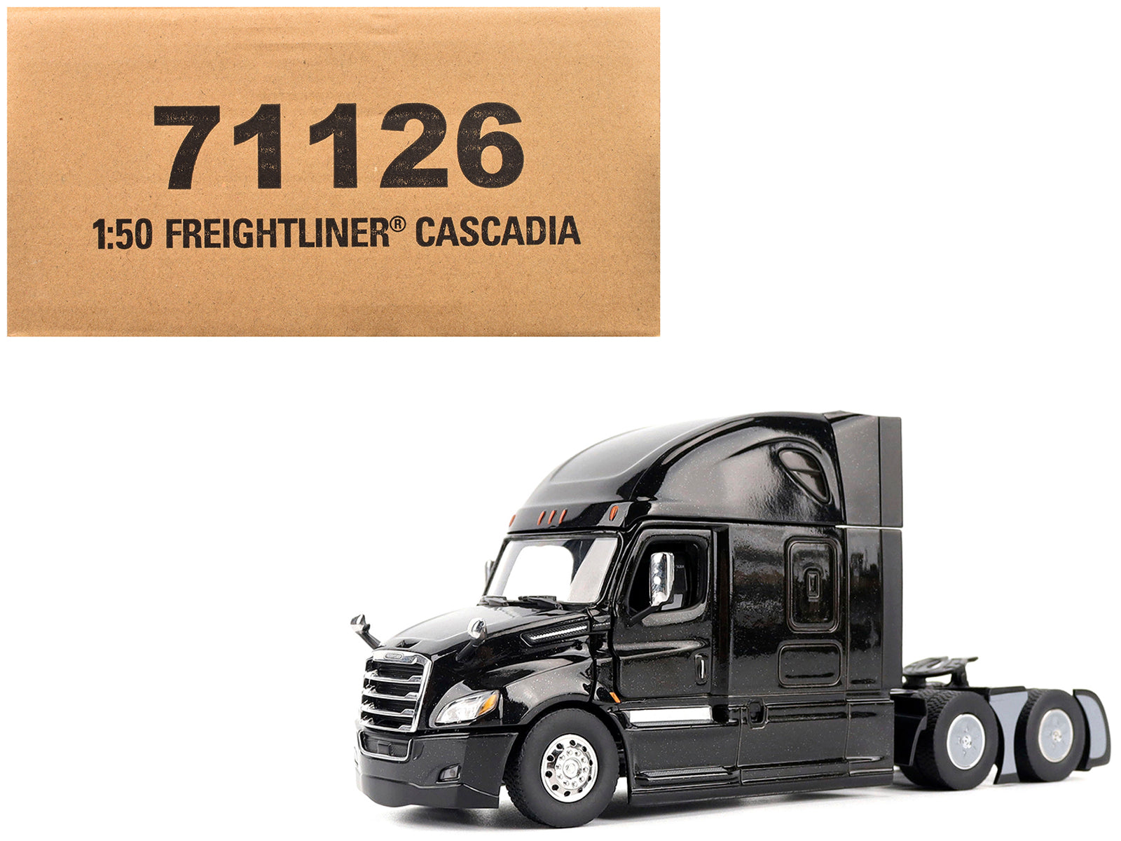 Freightliner New Cascadia Sleeper Cab Truck Tractor Black "Transport Series" 1/50 Diecast Model by Diecast Masters