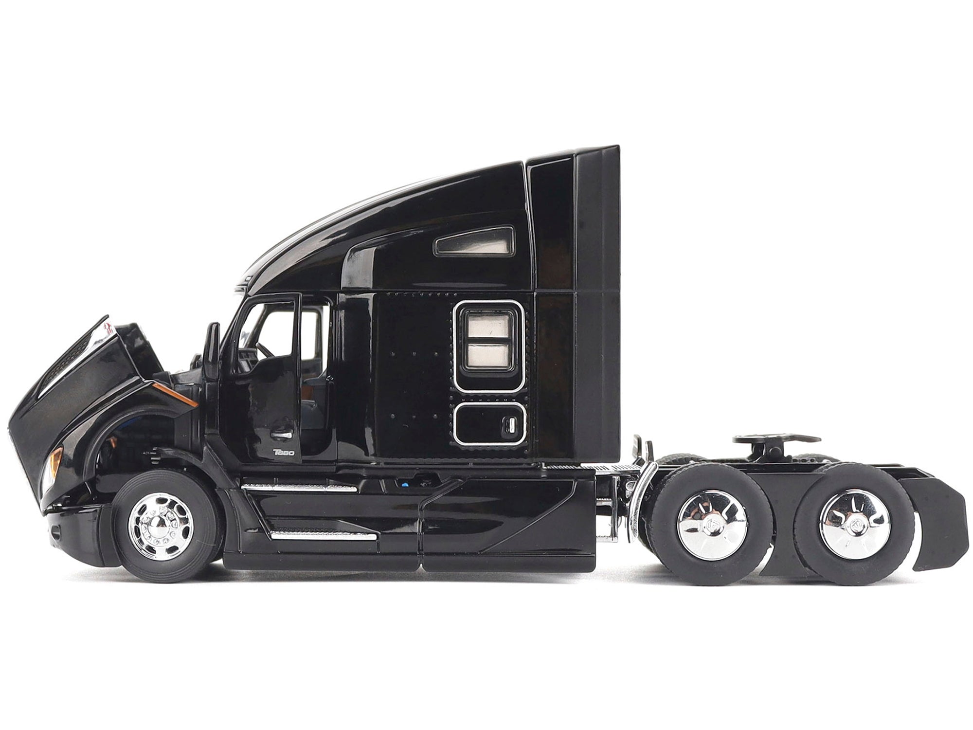 Kenworth T680 76" High Roof Sleeper Cab Truck Tractor Black "Transport Series" 1/50 Diecast Model by Diecast Masters