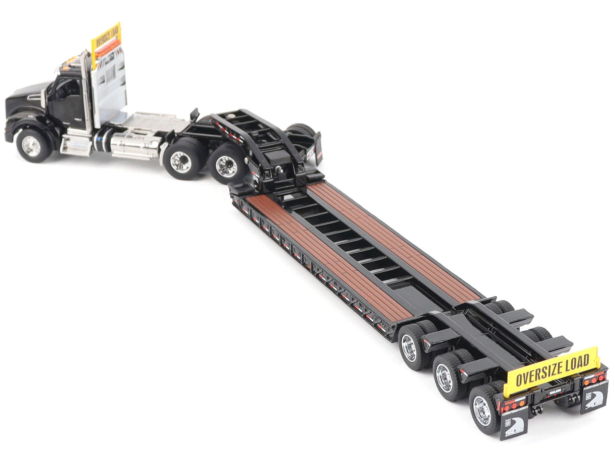 Kenworth T880 SBFA Tridem Truck with Trail King HDG Lowboy Trailer Black "Transport Series" 1/50 Diecast Model by Diecast Masters