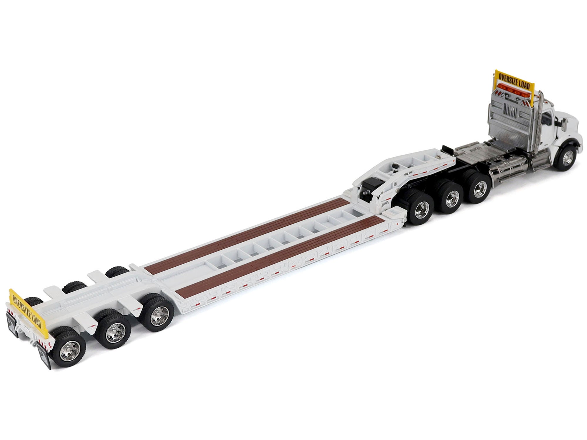 Kenworth T880 SBFA Tridem Truck with Trail King HDG Lowboy Trailer White "Transport Series" 1/50 Diecast Model by Diecast Masters