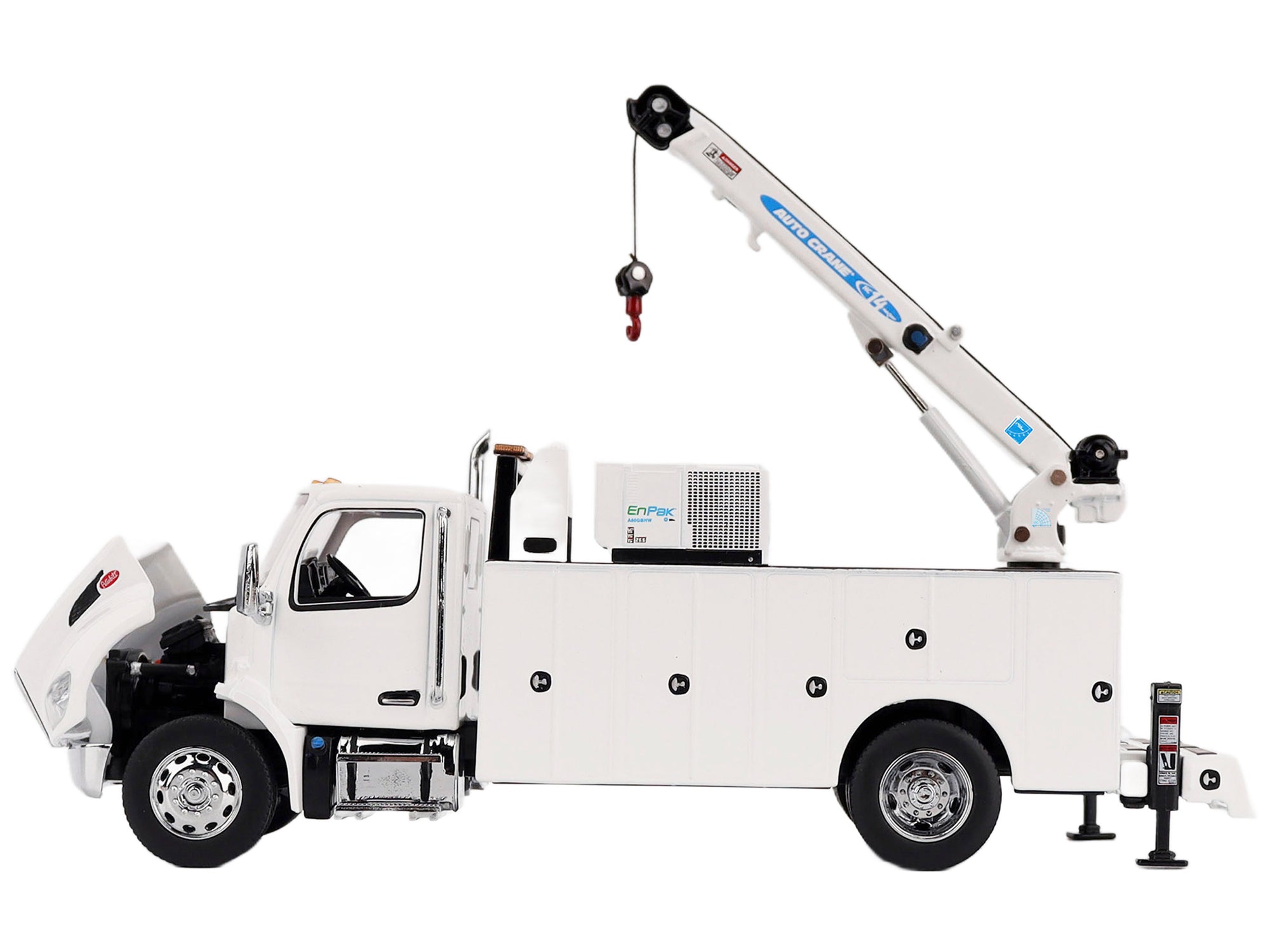 Peterbilt 536 Auto-Crane Titan 85-Body HC14-Crane Work Truck with Miller EnPak White "Transport Series" 1/50 Diecast Model by Diecast Masters