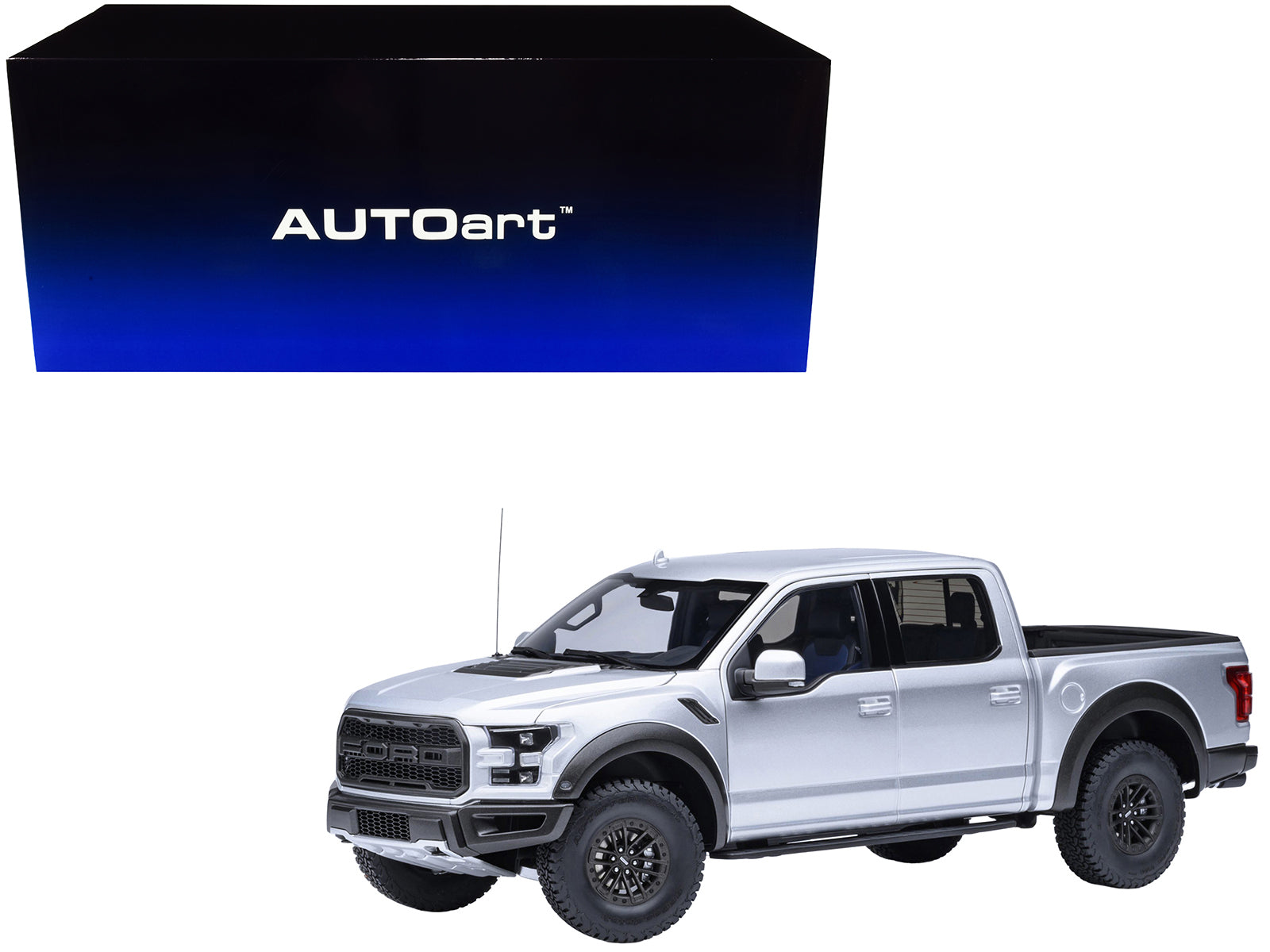 2019 Ford F-150 Raptor Pickup Truck Ingot Silver 1/18 Model Car by Autoart