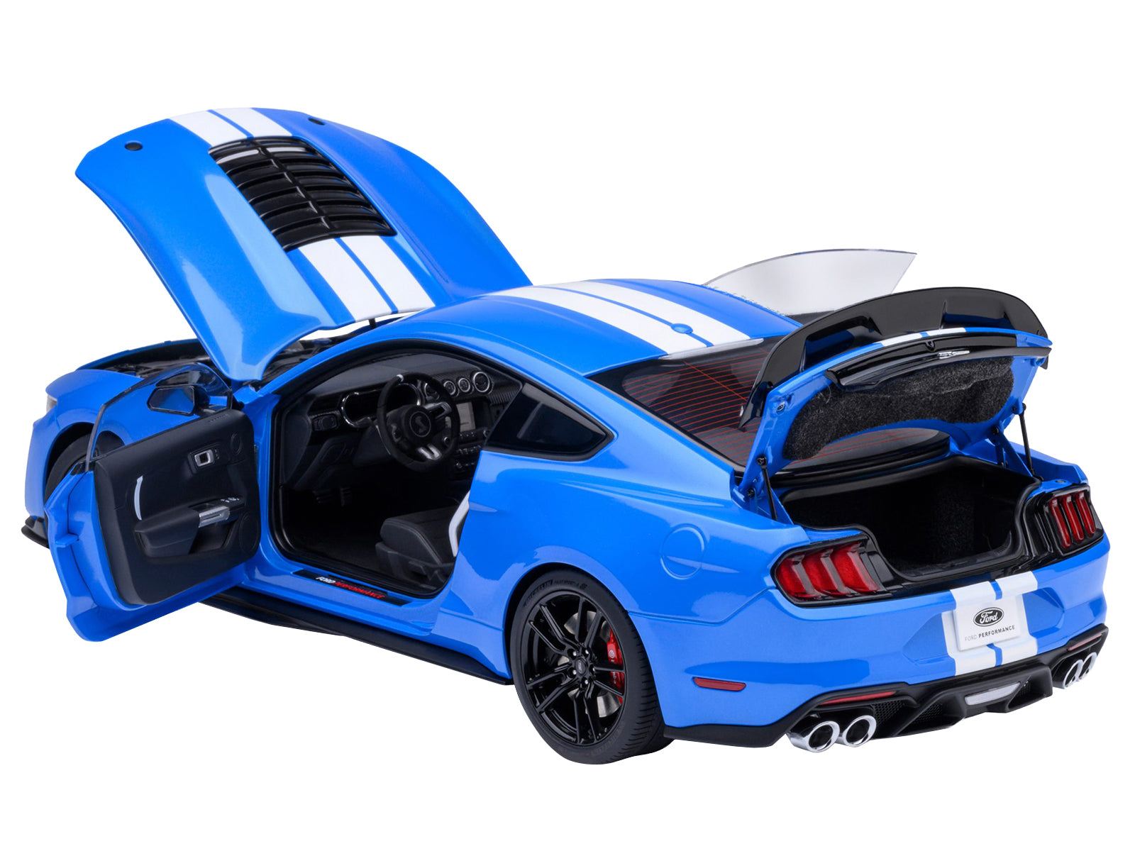 Ford Mustang Shelby GT500 Grabber Blue with White Stripes 1/18 Model Car by Autoart