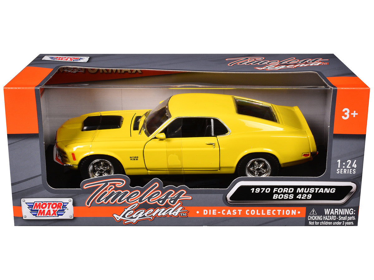 1970 Ford Mustang Boss 429 Yellow 1/24 Diecast Model Car by Motormax